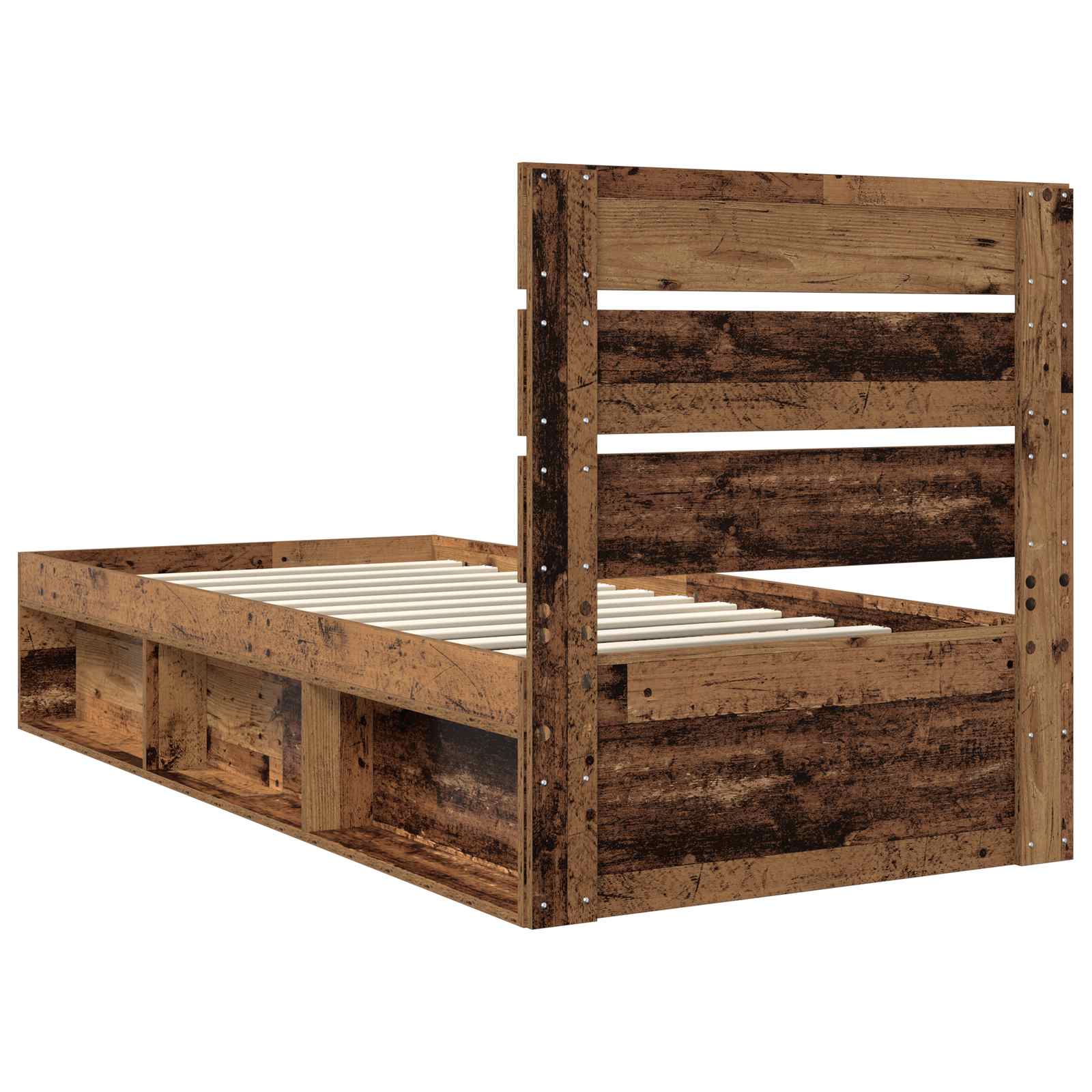 Cadre de lit bois ancien 75 x 190 cm en bois de pin massif - 9