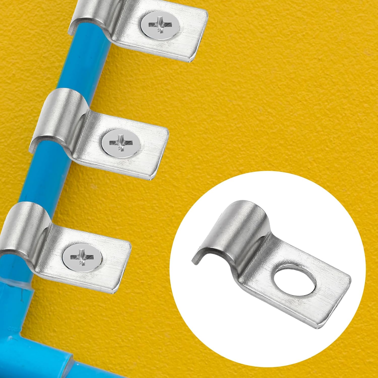100 pezzi morsetti per tubi a forma di U, clip di serraggio in acciaio inossidabile, per il fissaggio di cavi, tubi, rete rigida (4 mm) - 5
