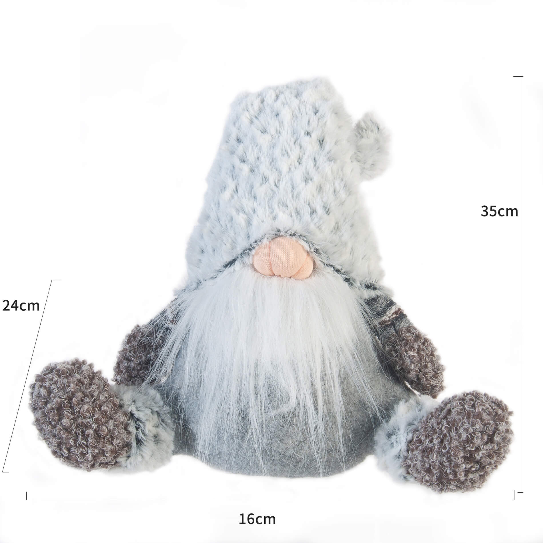 Gnome Scandinave Rebecca Mobili Nain Tissu Gris Décor De Noël 35x16x24 - 4