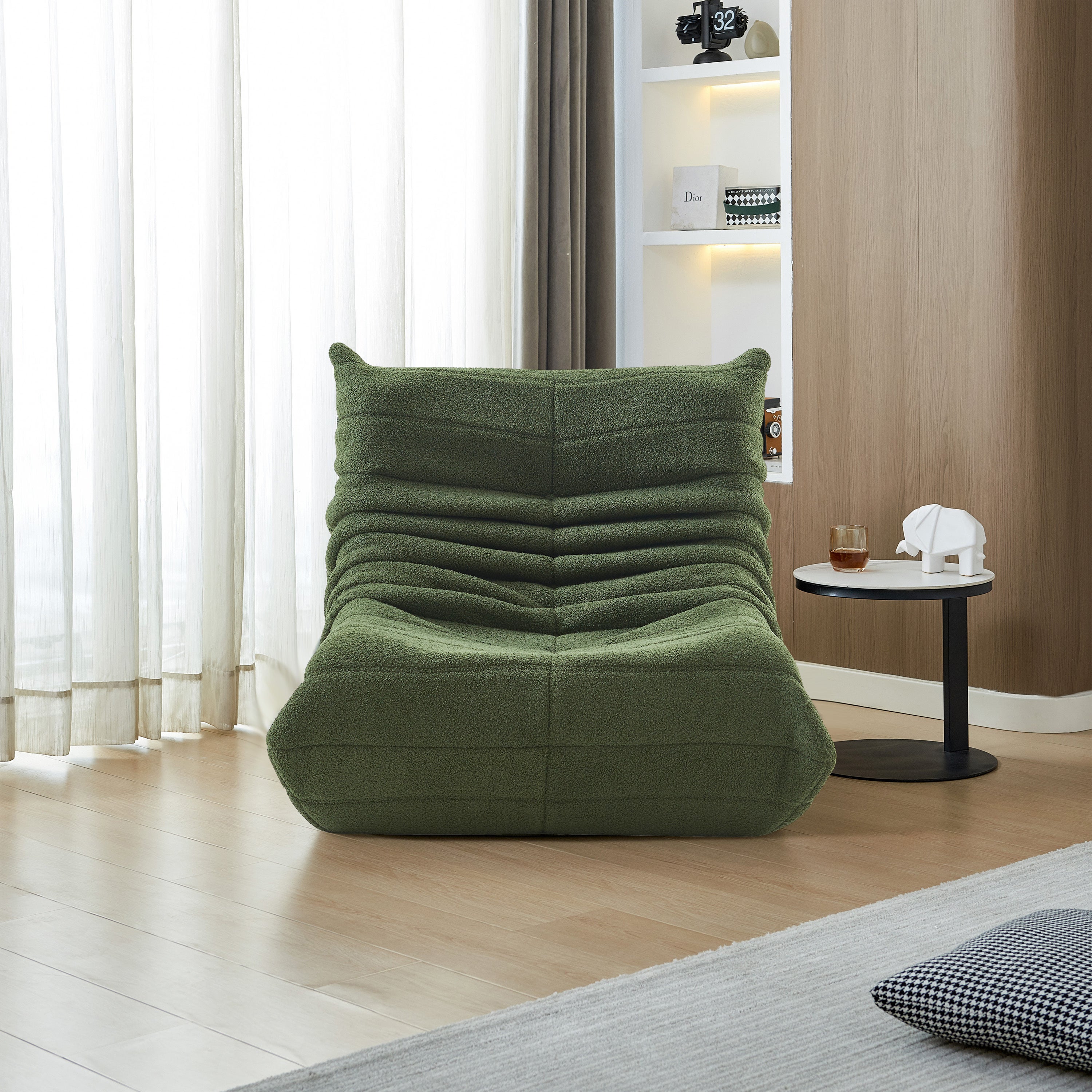 Fauteuil paresseux - Velours vert - Confort relaxant - canapé 1 place - Canapé - Chauffeuse - 86x105x75 cm - 3
