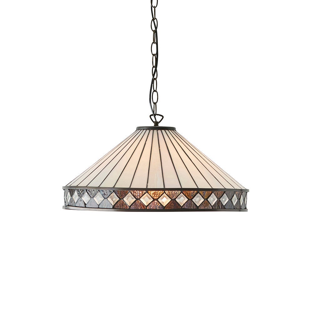 Lampa sufitowa diamenty FARGO brązowa 1xE27x40W szkło wym:149x50x50cm IP20 Tiffany