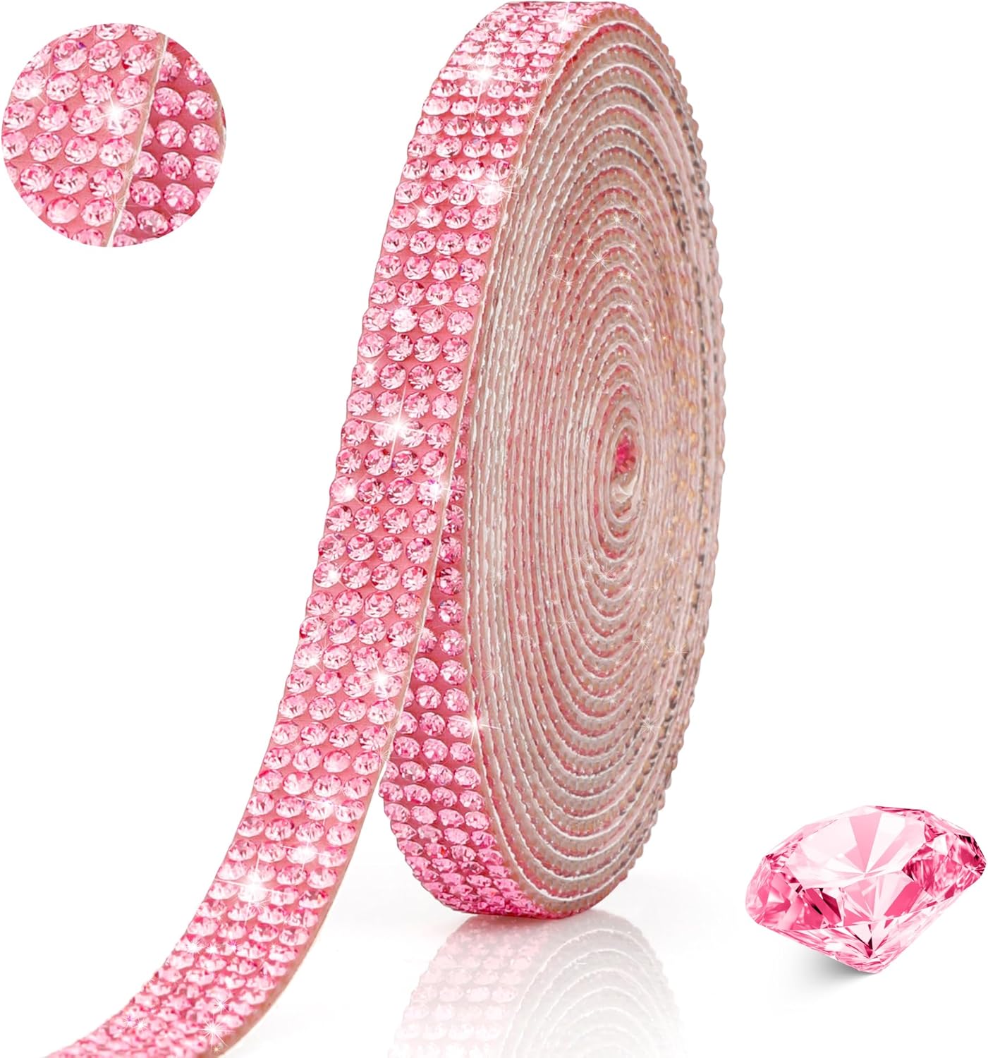 Telooco Ruban Strass Autocollant Noir – 4 Rouleaux 1 Yard 4 Rangées Cristal Paillettes Pour DIY