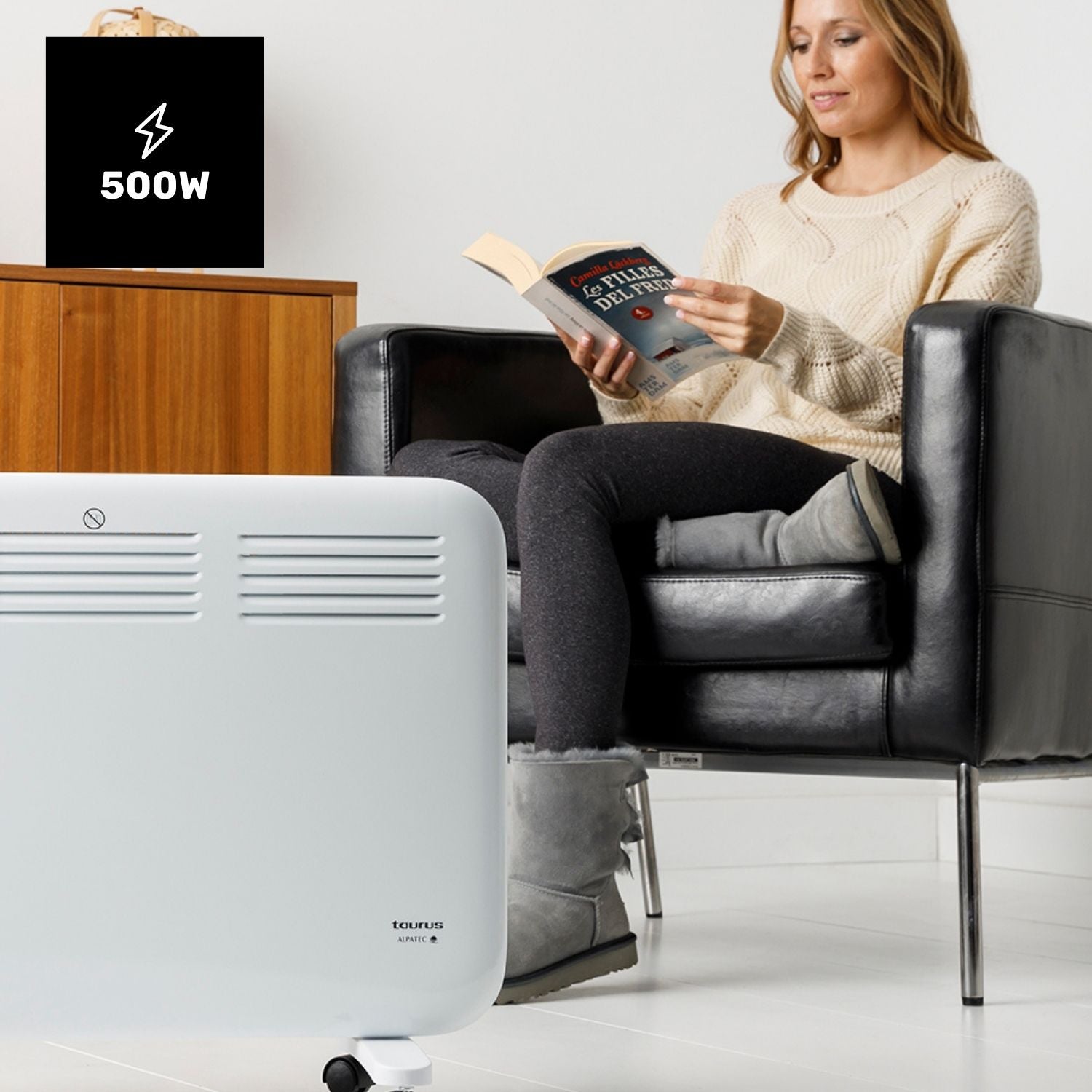 Taurus - Convector | CHTA 500W | ideal para Baños | Con Montaje en Pared o Ruedas | Protección IP24 | Pantalla Digital | Programador Semanal - 3