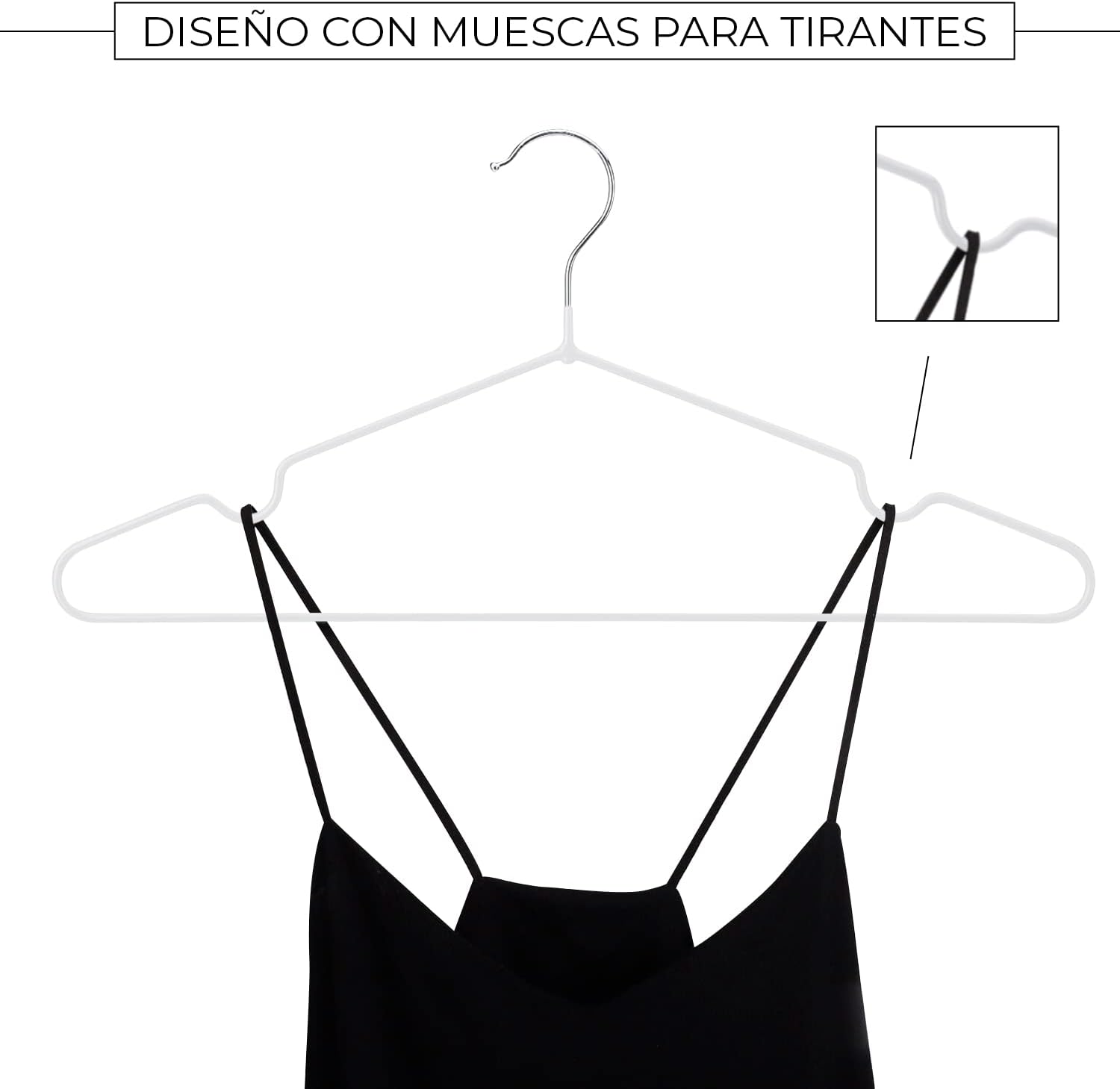 COM-FORT HOUSE | Percha Metal | Color Blanca | Antideslizantes y Resistentes | 24 Unidades - 4