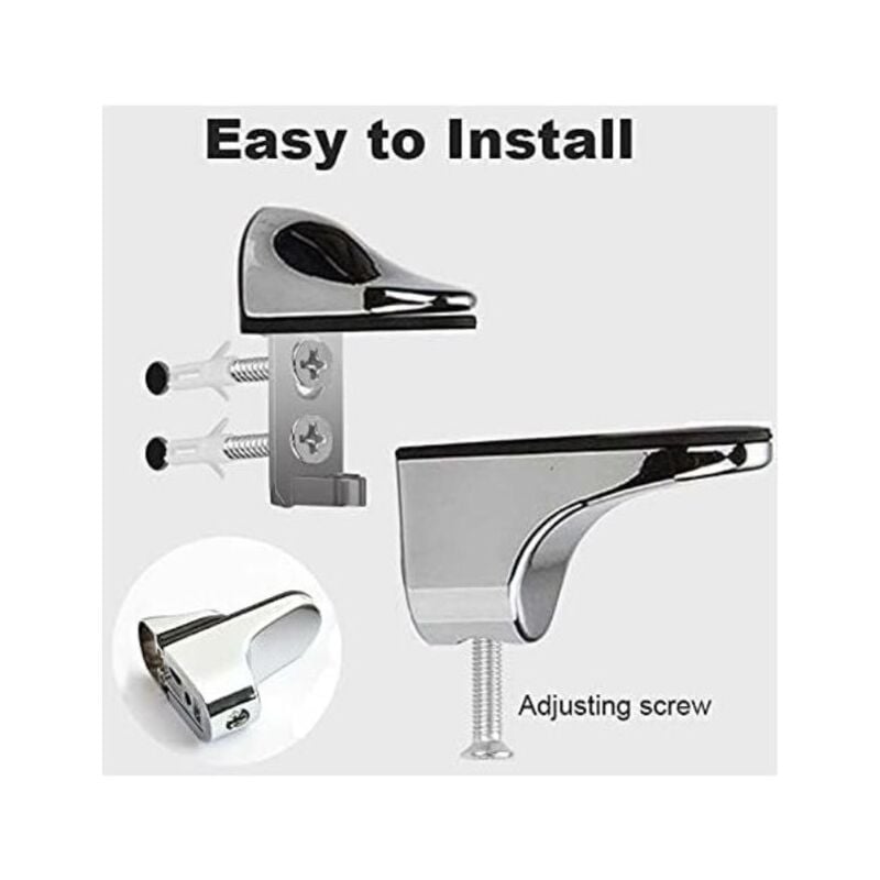 YMDZ 2 Pcs Staffa Per Mensola Regolabile Supporto Morsetti Vetro F - Foto 4