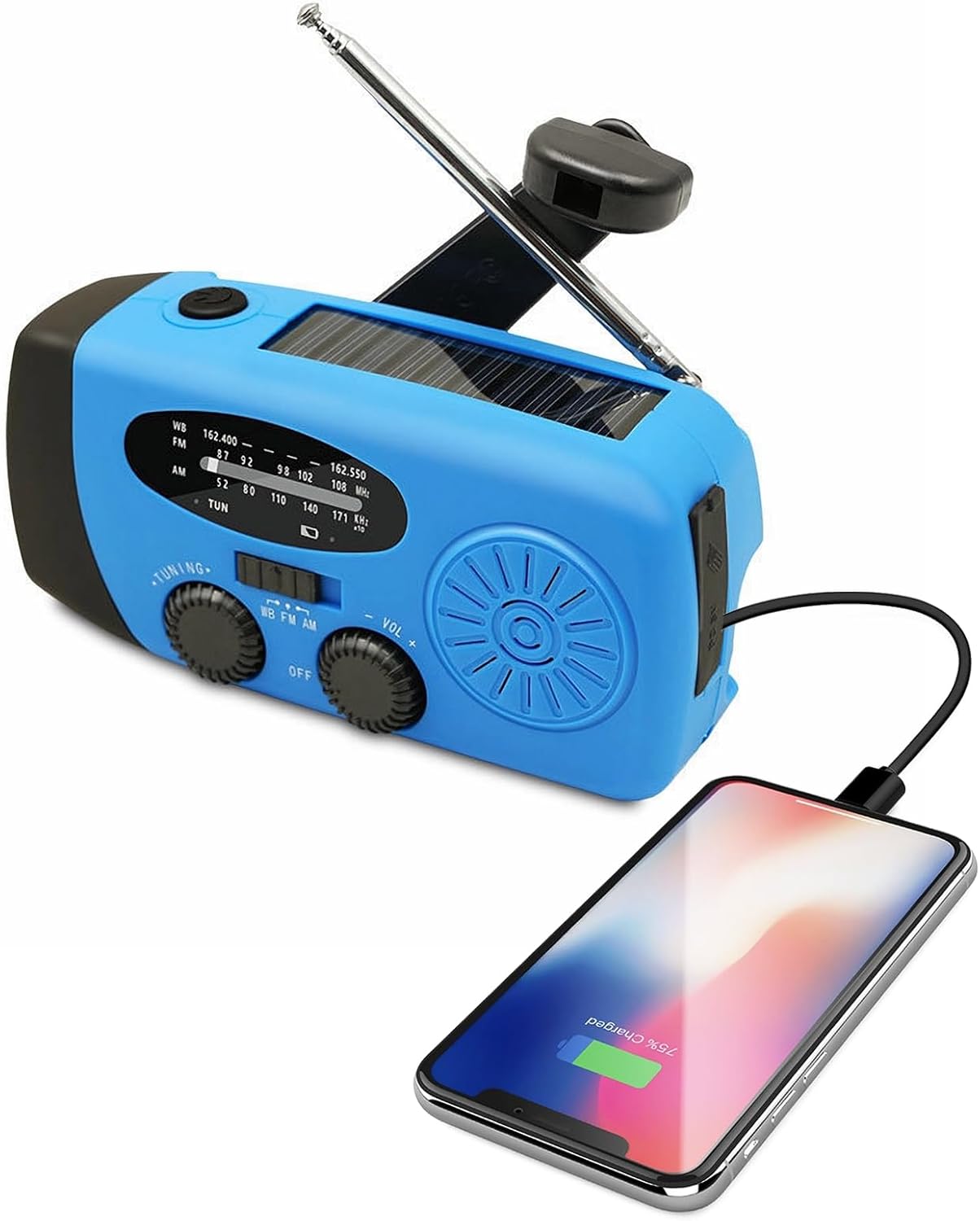 Radio d'urgence - Manivelle - 10 000 mAh - Panneau solaire - Pack d'urgence - Ration
