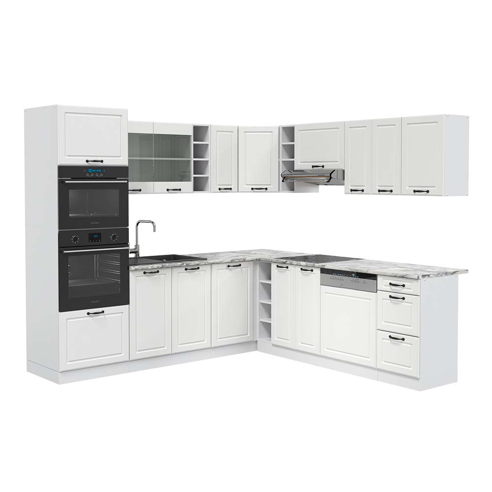 Vicco Cuisine En Angle Rline, 237 X 60 Cm Sans Plan De Travail, Blanc Brillant/blanc