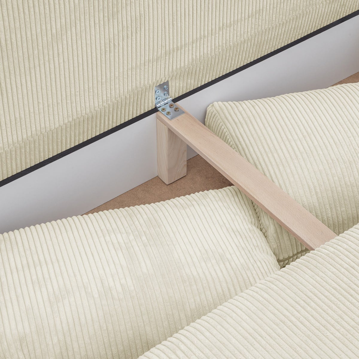Canapé convertible 3 places avec coffre de rangement en velours côtelé beige - Laria - 5