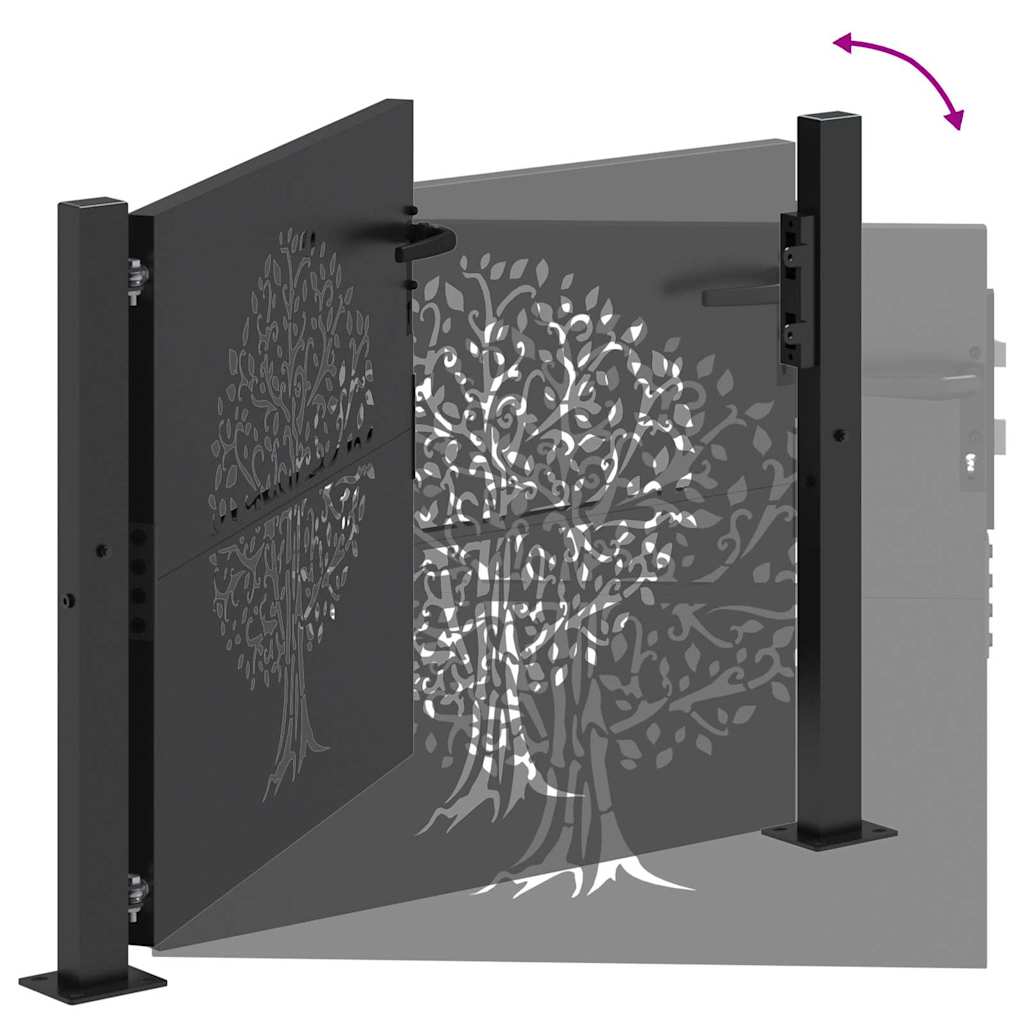 Porte de Jardin Noir 110 x 105 cm Acier peint par poudre vidaXL - 9