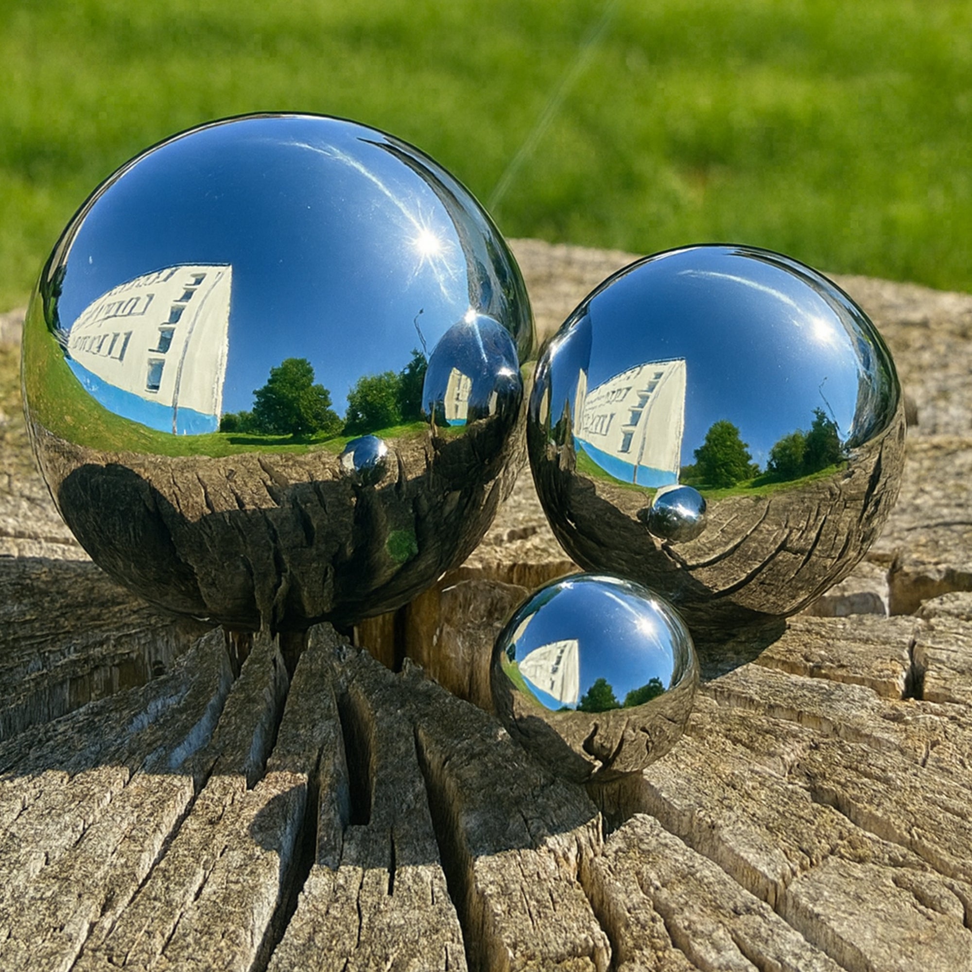 Köhko zestaw 3 polerowanych kul ogrodowych wykonanych z wysokiej jakości stali nierdzewnej 4, 8 i 12 cm kule dekoracyjne