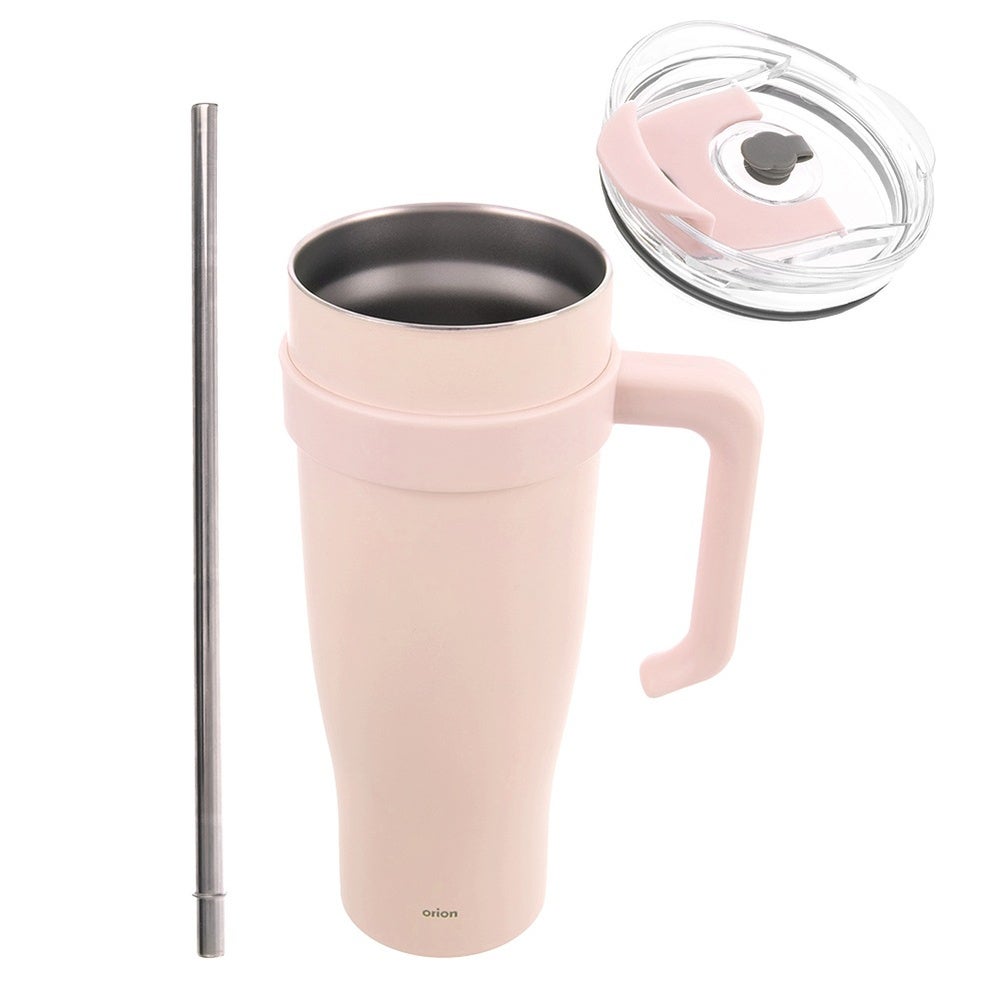 Kubek termiczny stalowy różowy z uchwytem TERMO 1,2 l - 3