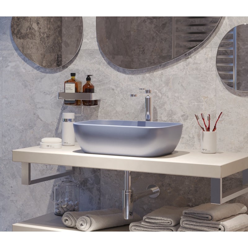 Infinitio lavabo sobre encimera 45,5 x 32,5 x 13,5 cm, sin rebosadero, azul oscuro mate (satinf4532dblm)
