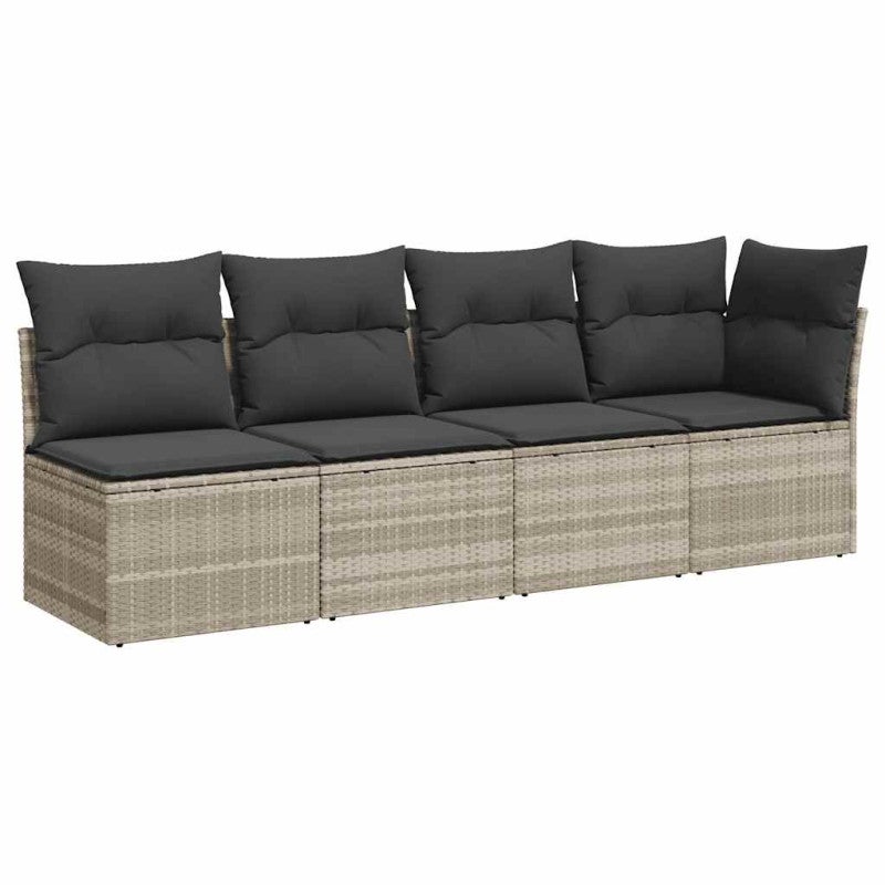 Sofa ogrodowa z poduszkami, 4-osobowa, jasnoszara, polirattan vidaXL - 2