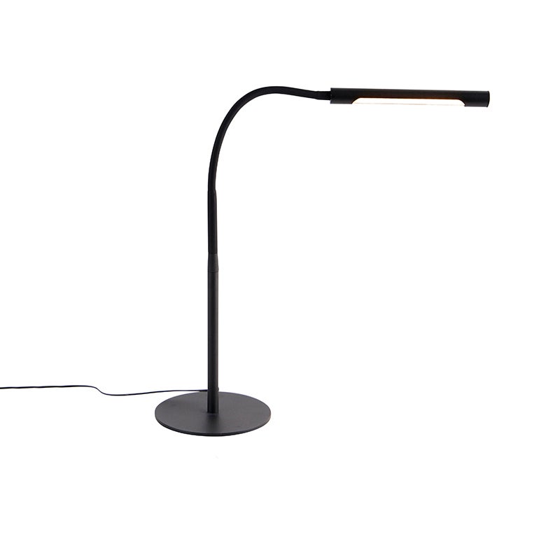 Qazqa designerski lampa stołowa - Palka - czarny, led zintegrowana 8w zestawie, Integrated led, 2700k, ciepła biel, ściemnialny