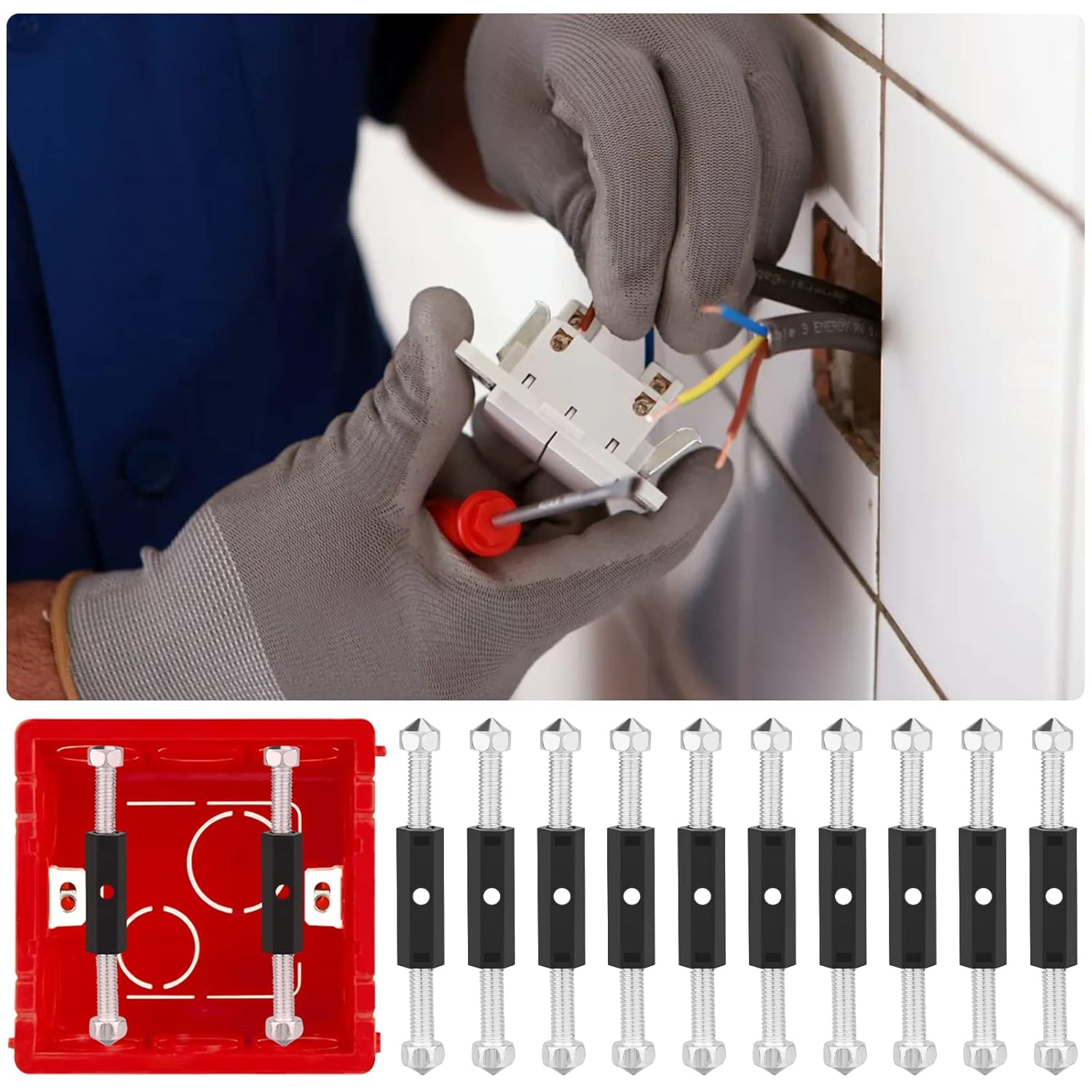 Scatola di montaggio e supporto per cassetta di riparazione, kit scatola di giunzione per scatola interruttori (86 pezzi) - 2