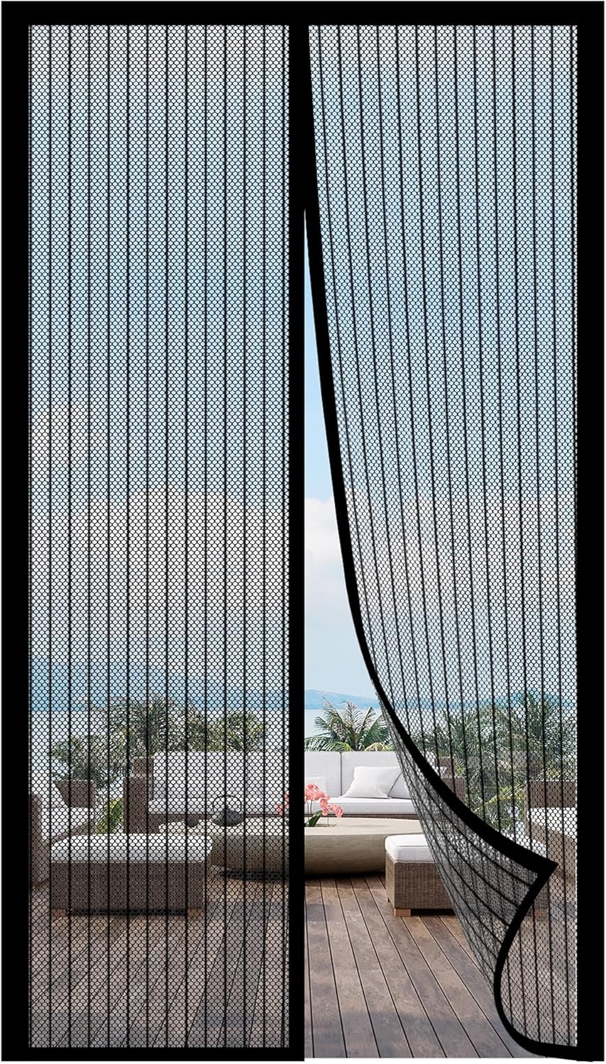 Drzwi ekranowe magnetyczne, antykomarowe, 70 x 200 cm, czarne