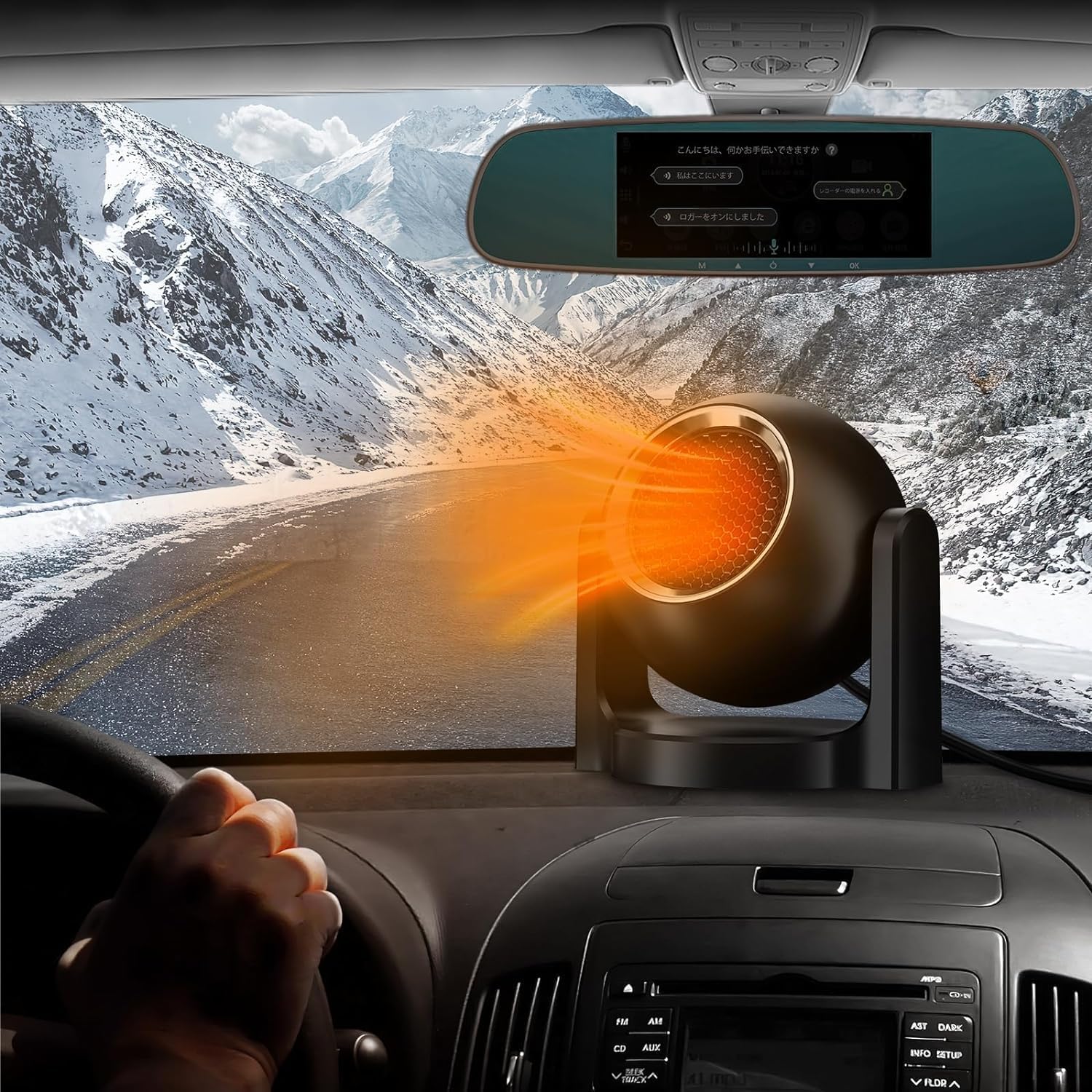 szt. 2 w 1 przenośny grzejnik z wentylatorem odmrażającym i odmrażającym szybę przednią 120 W z podstawą obrotową o 360 stopni