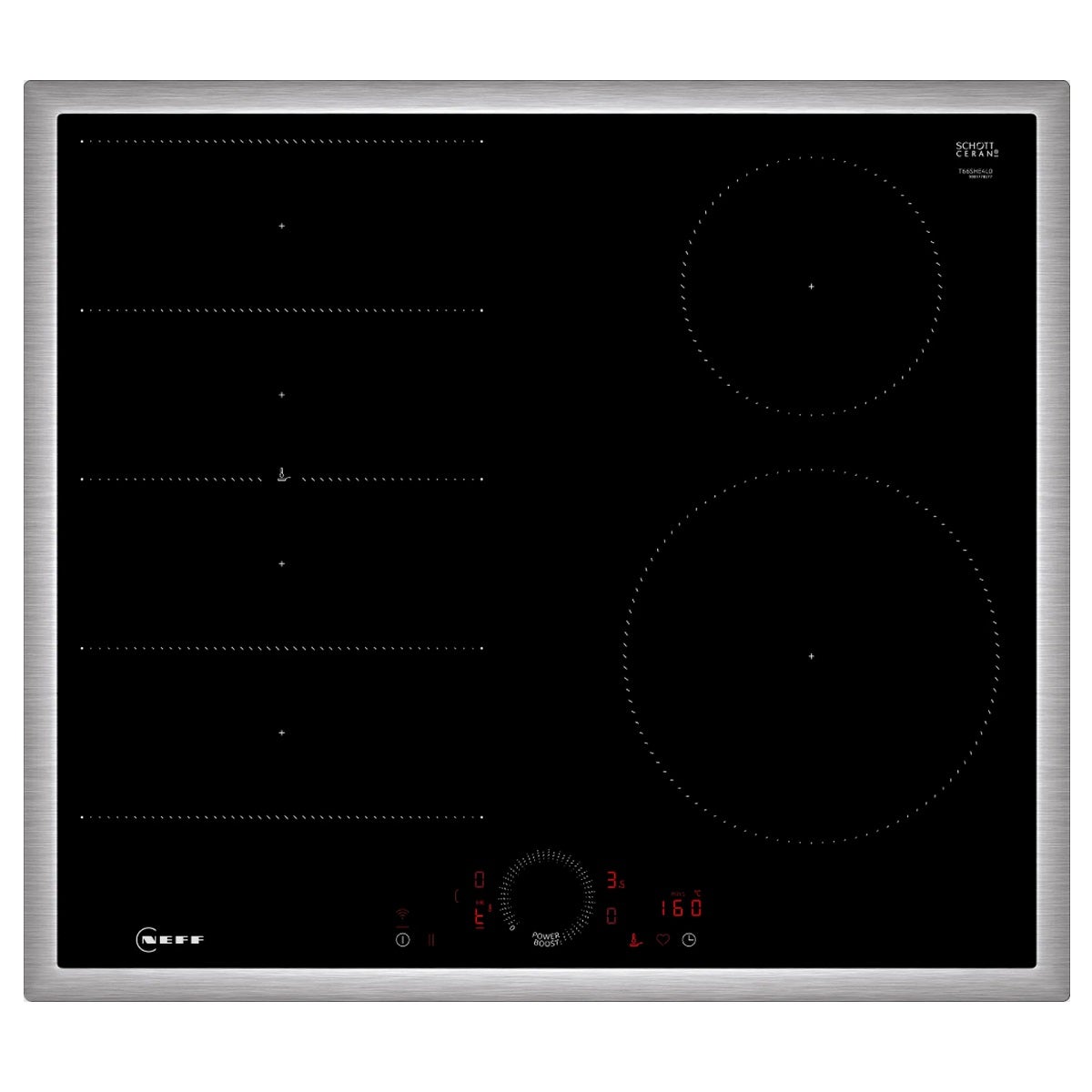 Table de cuisson induction 60cm 4 feux 7400w inox/noir - Neff T66SHE4L0 ...