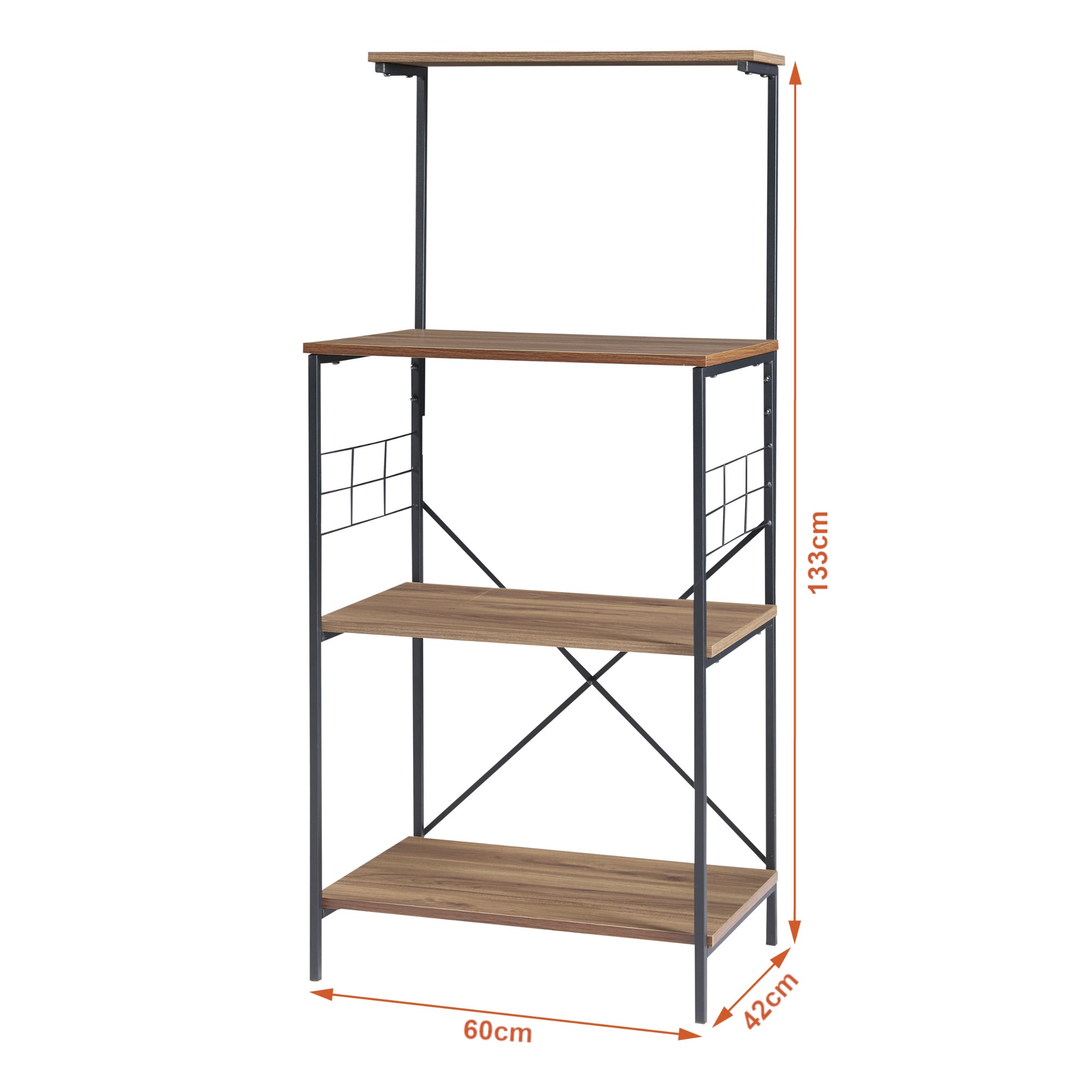 Étagère Billund à 4 niveaux 133 x 60 x 42 cm cm effet noyer / noir [en.casa] - 3