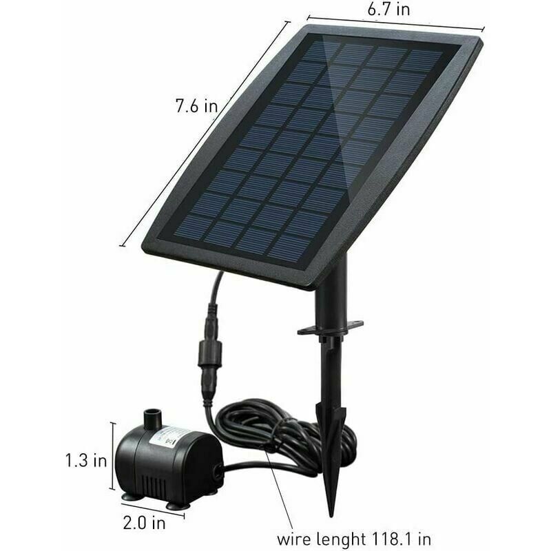 Pompe à eau solaire sans balais pour bassin, idéale pour les fontaines, avec panneau solaire 9V 2,5W offrant un débit de 200L / H. - 5