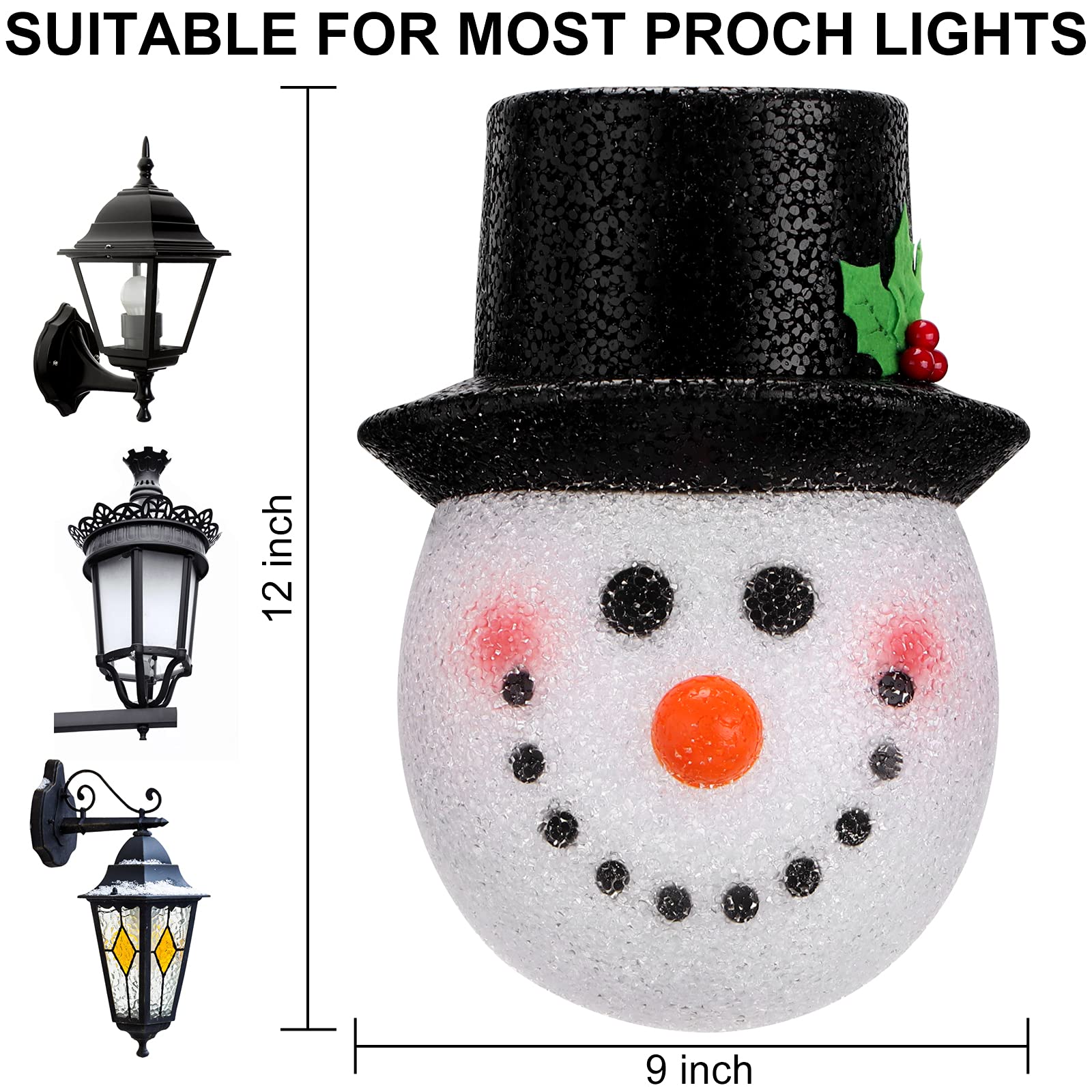 Couvertures de lumière de porche de bonhomme de neige de noël, couvertures de lumière de vacances de décoration extérieure pour de grands luminaires - 4