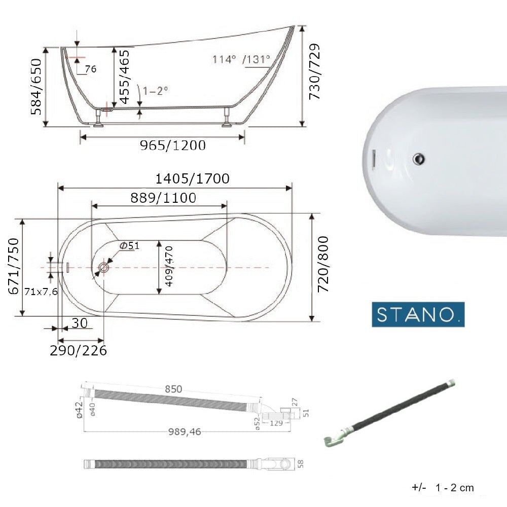 Bañera exenta OPRAH 140 cm - 5
