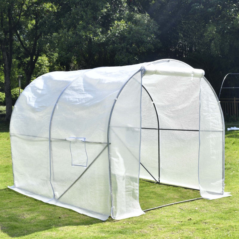 Serre tunnel 6m² Green Protect BIANCA PE renforcé 2x3m armature verte porte enroulable - 3