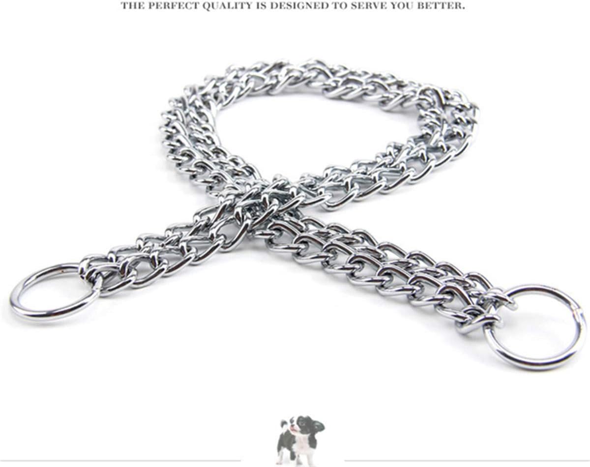 Coleira estranguladora de luxo para cães com corrente – para animais de estimação, em ferro, corrente de duas voltas, coleira de treino, tamanhos pequ - 4