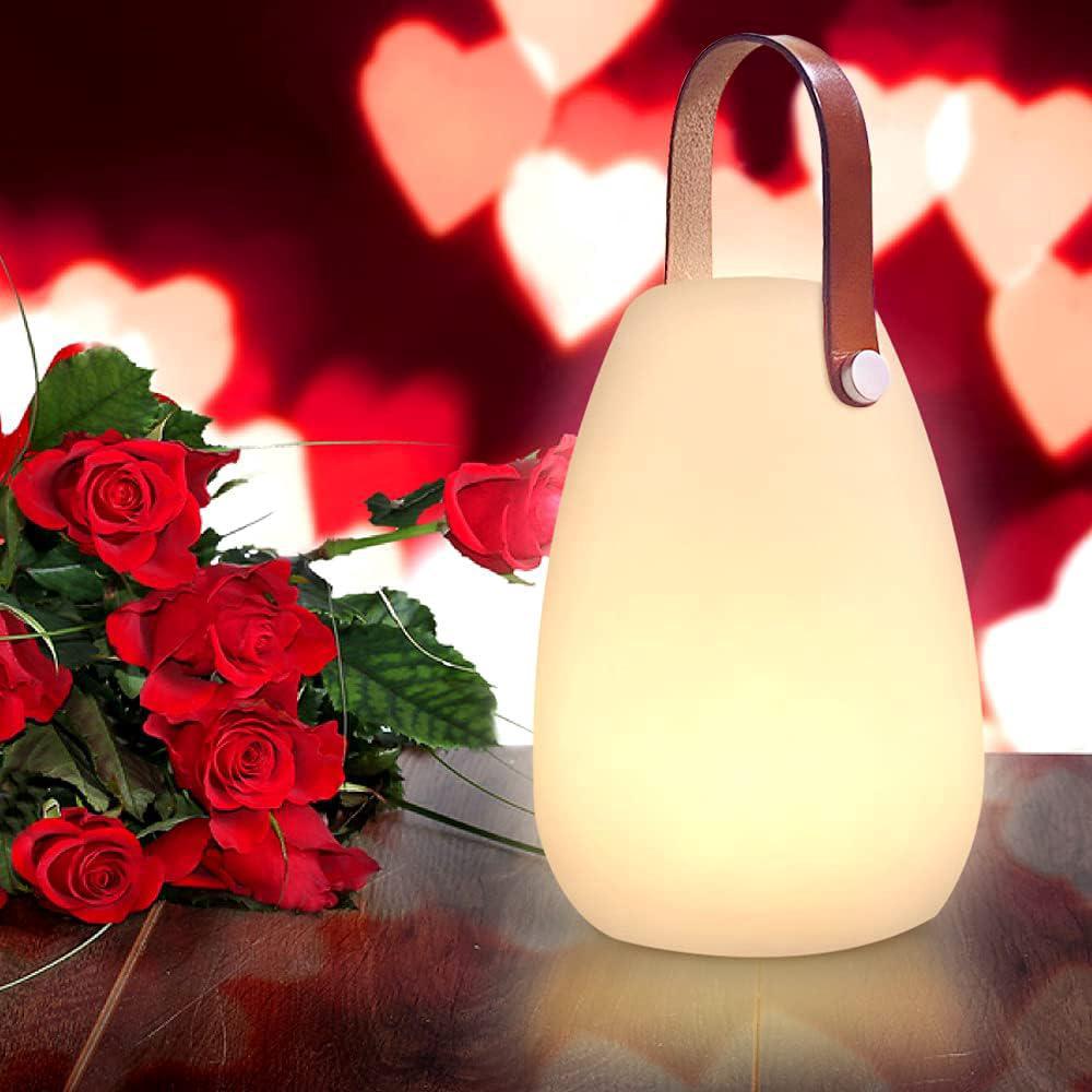 Lampe de table LED extérieur avec Télécommande Blanc chaud 8 couleurs Intensité variable Lampe de Table sans fil étanche Décoration idéale (ronde) - 7