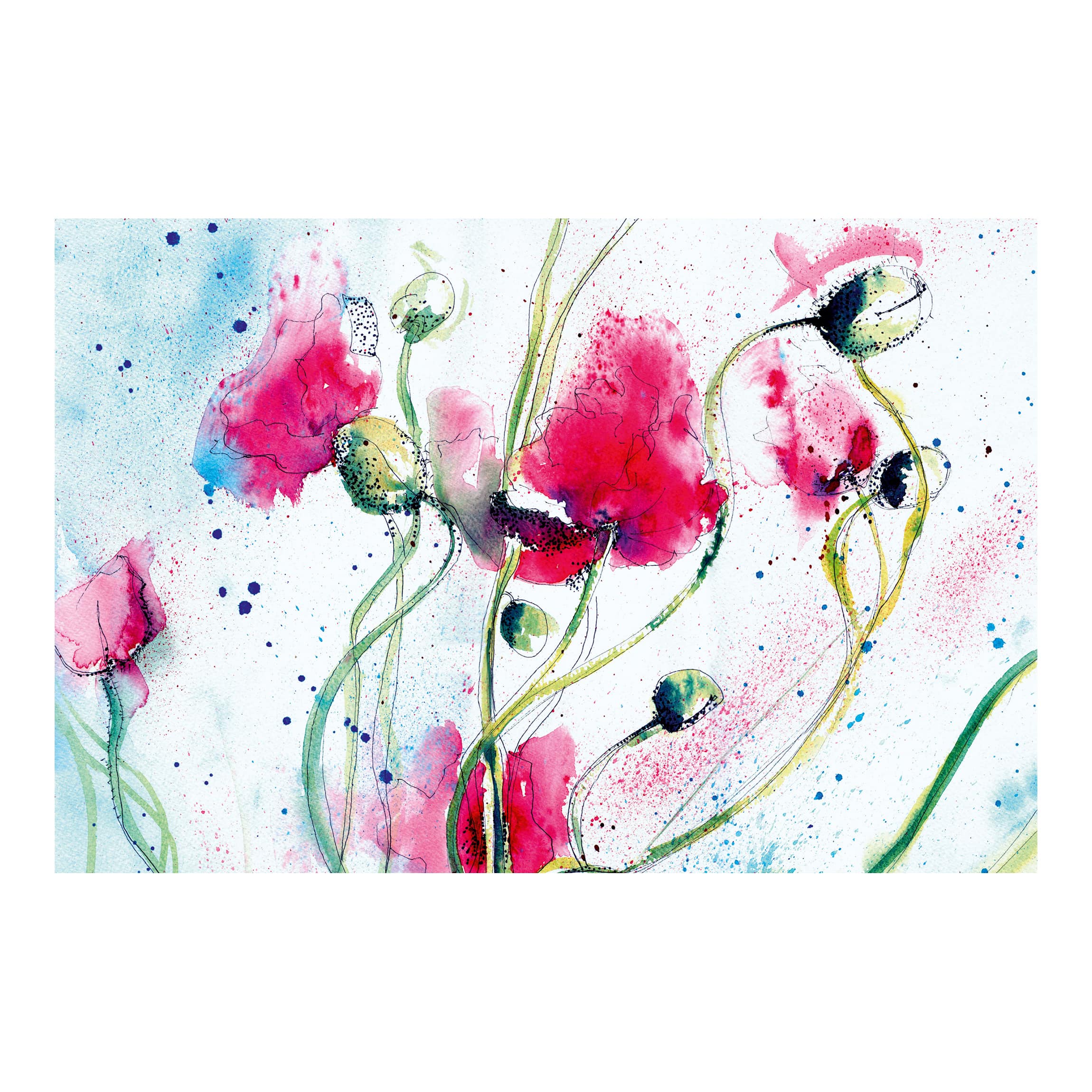 Papier Peint Coquelicots Fleurs Vlieseline 210x315 Cm – Déco Murale Flore – Fabriqué En Allemagne – Avec Colle Offerte