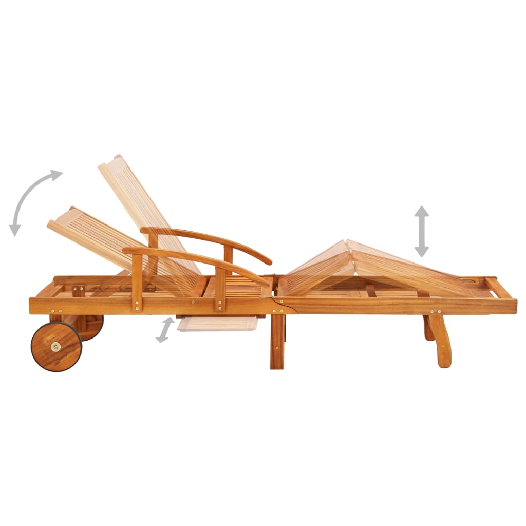 Lettino Prendisole da Giardino | Sedia a Sdraio | Chaise Longue con Cuscino Massello di Acacia CFW601147 - 3