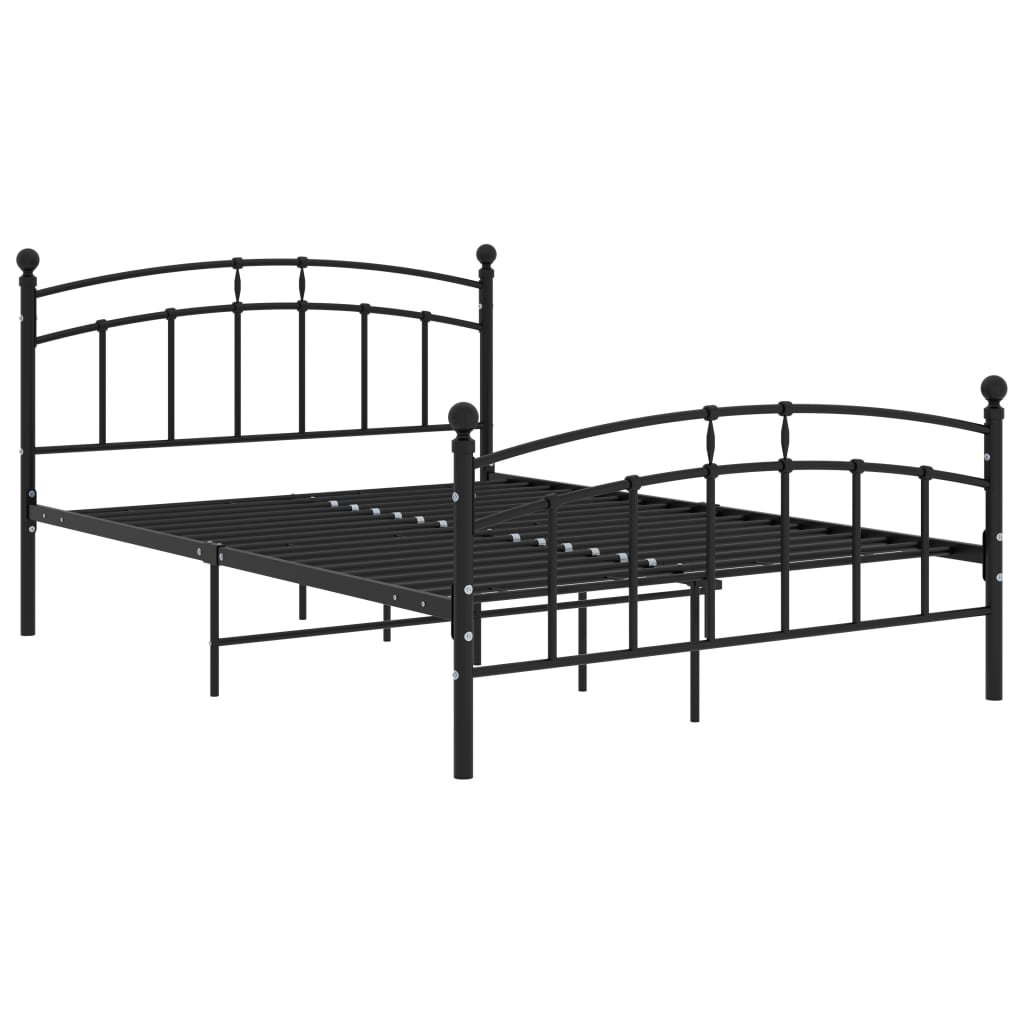 Łóżko Metalowe Czarne Rama Łóżka Ze Stelażem Do Sypialni Pokoju 200 x 200 cm