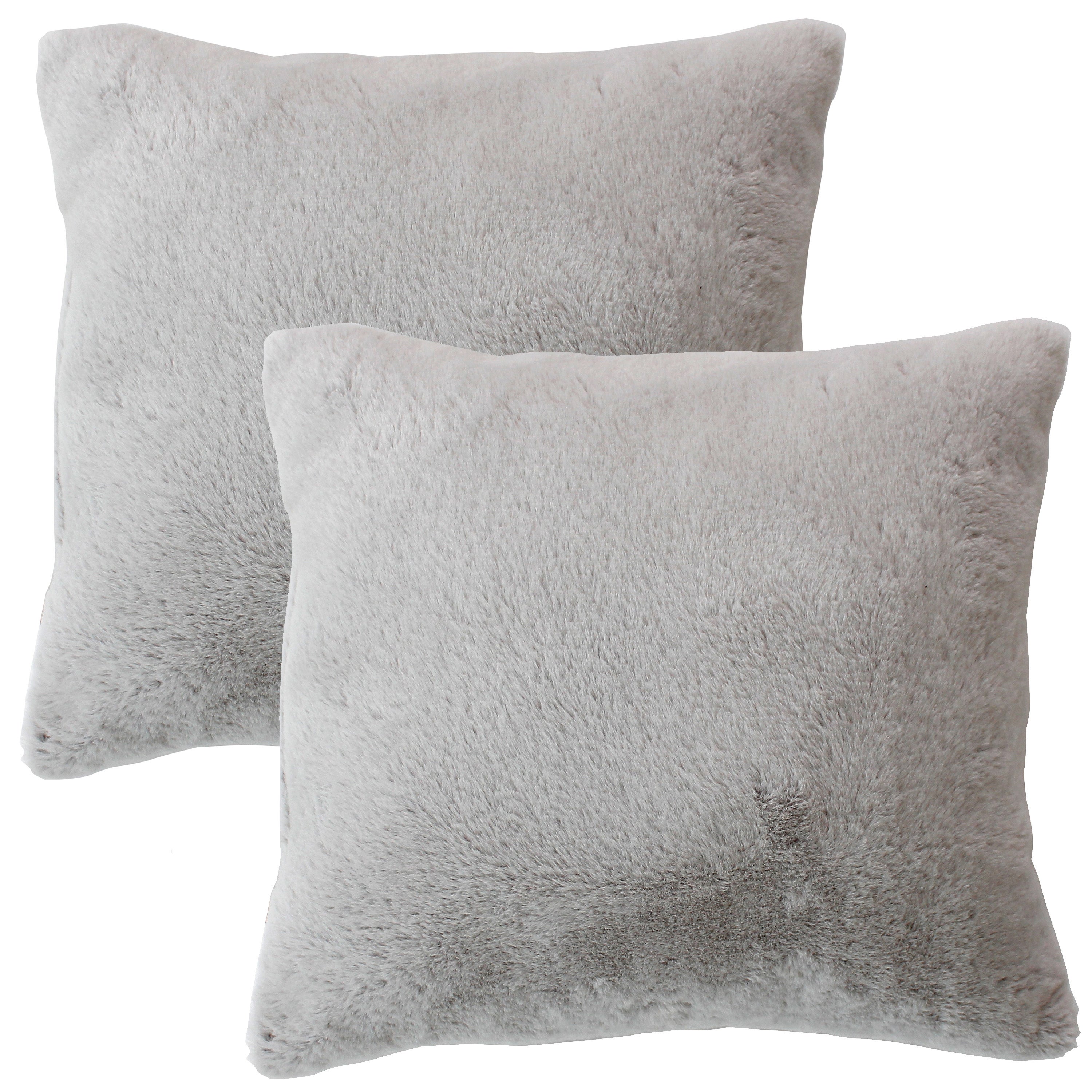 2 Coussins Carré, fausse fourrure recto verso, 40x40cm, Collection Rabbit, CMADECO - Gris - 3