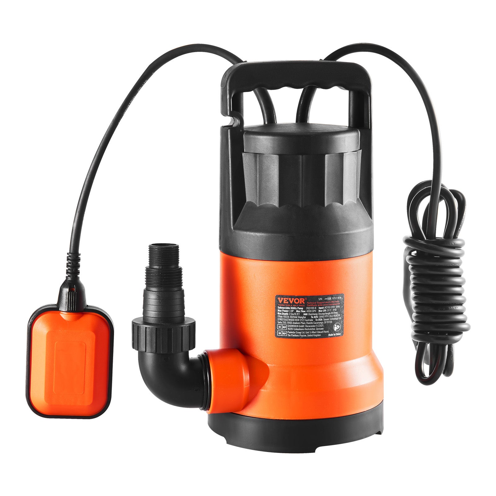 Pompa głębinowa pompa do brudnej wody pompa wodna 700 W 15700 L/h 10,1 m wysokość dostawy VEVOR