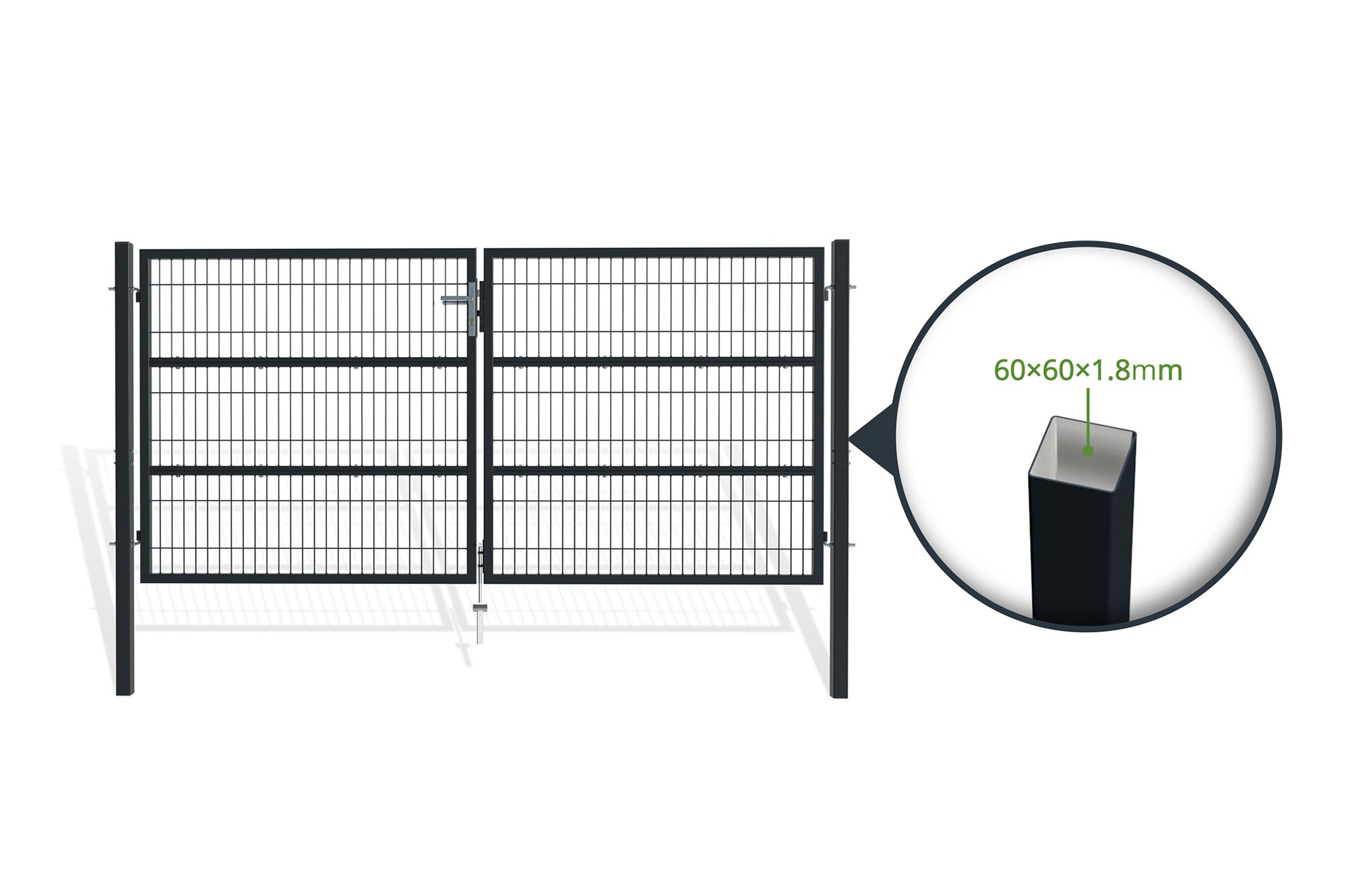 Portail battant grillagé 3m RAZO H.140cm Gris - 8
