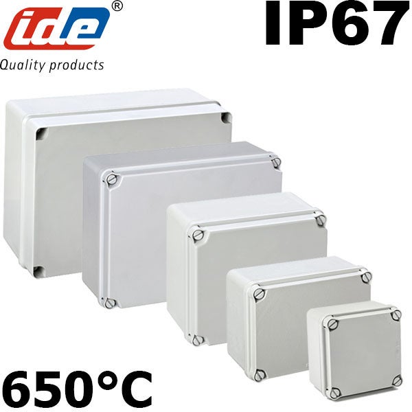 Boîte étanche IDE IP65-IP67 – 116x162x76 Mm, Gris, Couvercle Opaque | Pour Dérivation électrique, Protection