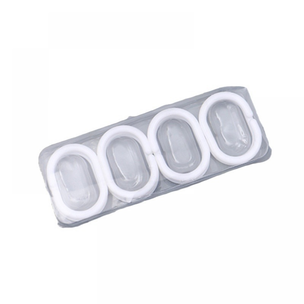 Kółka do zasłon prysznicowych, 12 szt., białe, 3 x 4 cm, owalny kształt, plastikowe