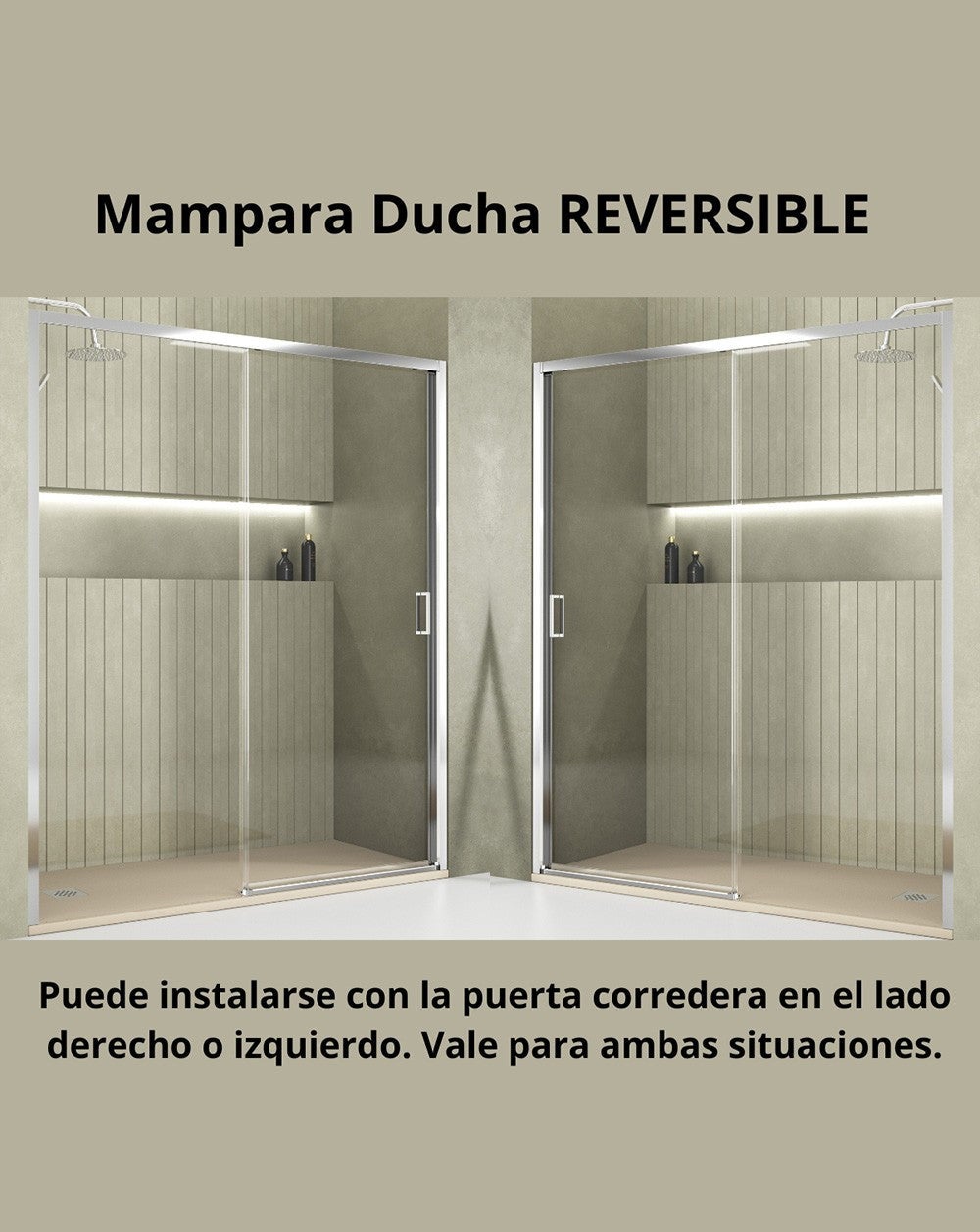 Mampara Ducha Frontal Corredera 1 Puerta 1 Fijo | Alto 190cm Transparente | Cromo Brillo 150cm (Adaptable 148-152cm) - 2