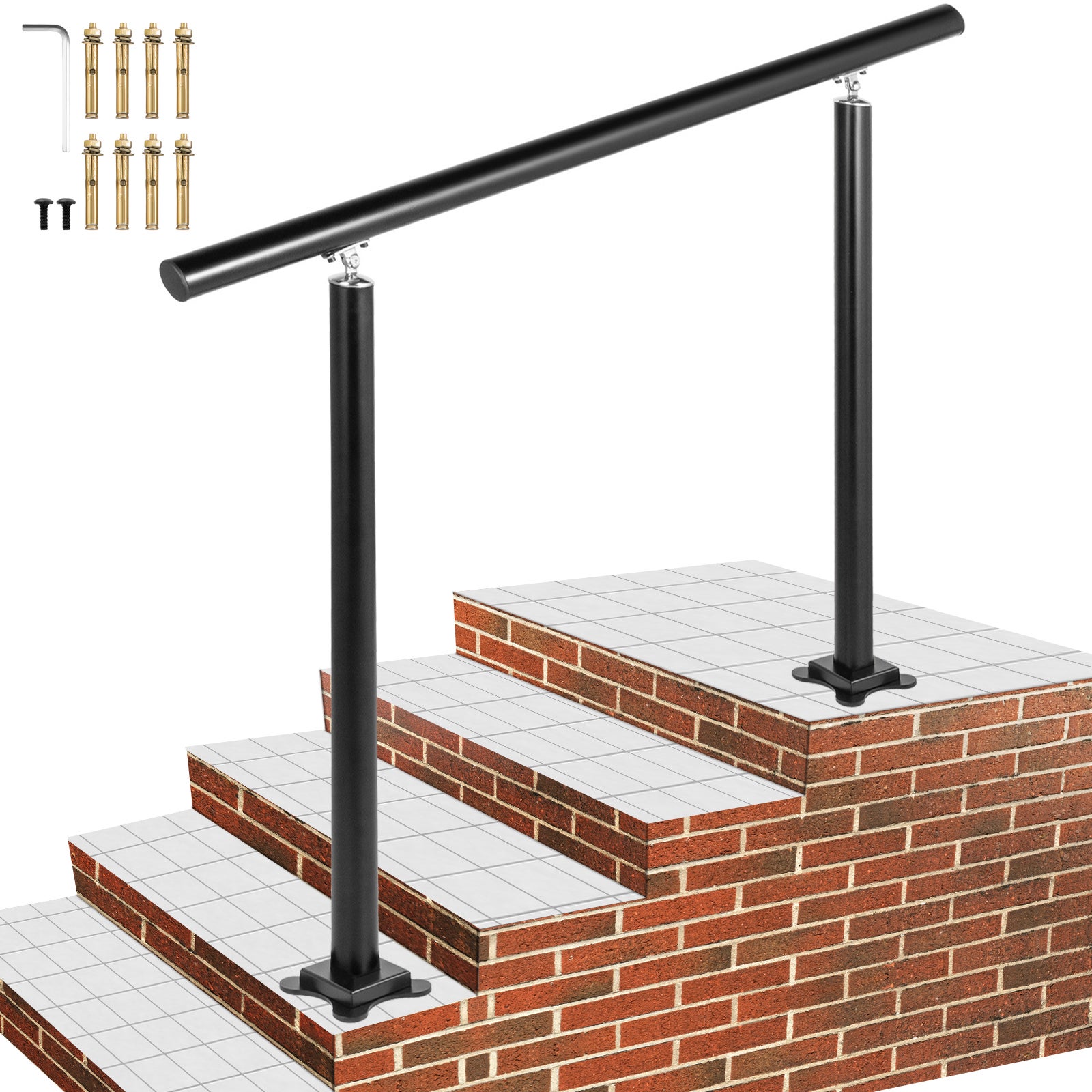 Aluminiowa poręcz schodowa Balustrady schodowe poręcz zewnętrzna poręcz 1,2 m czarny dom VEVOR