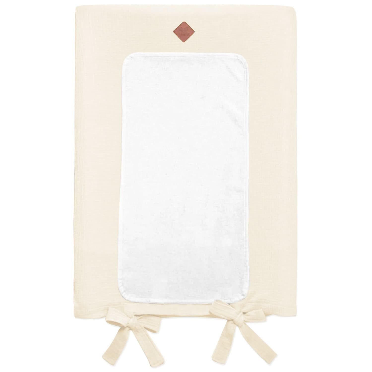 DOMIVA Housse Matelas à Langer 50x75 Cm – Double Gaze De Coton 100% Naturel, Rayures Élégantes, Oeko-Tex Certifié