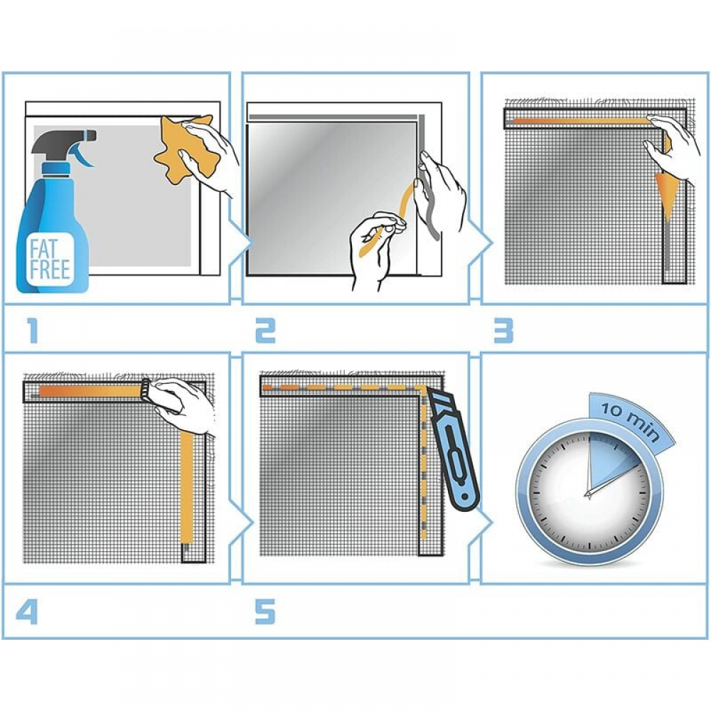 Mosquitera para ventana de 150 x 200 cm, malla de nailon antimosquitos con cinta adhesiva - 2