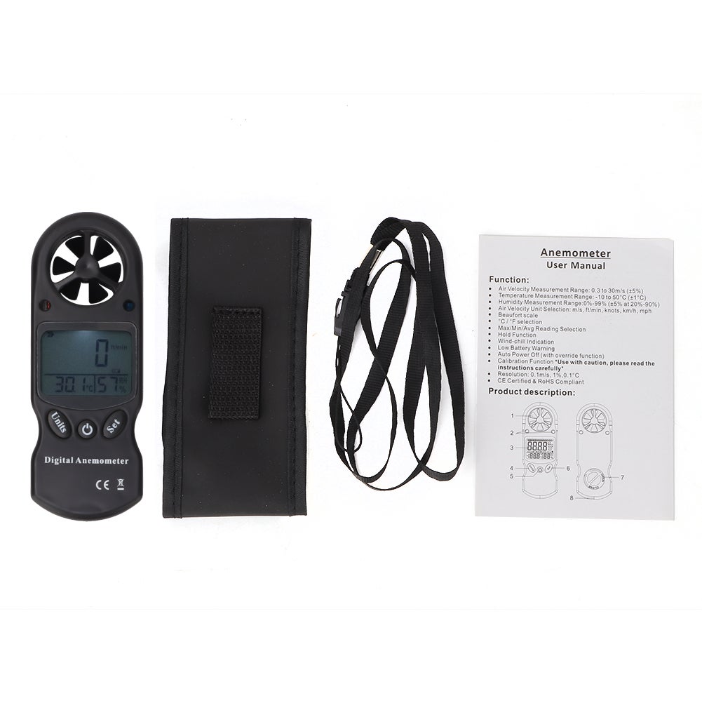 TL-300 3 w 1 Mini przenośny wielofunkcyjny termometr cyfrowy z higrometrem i anemometrem