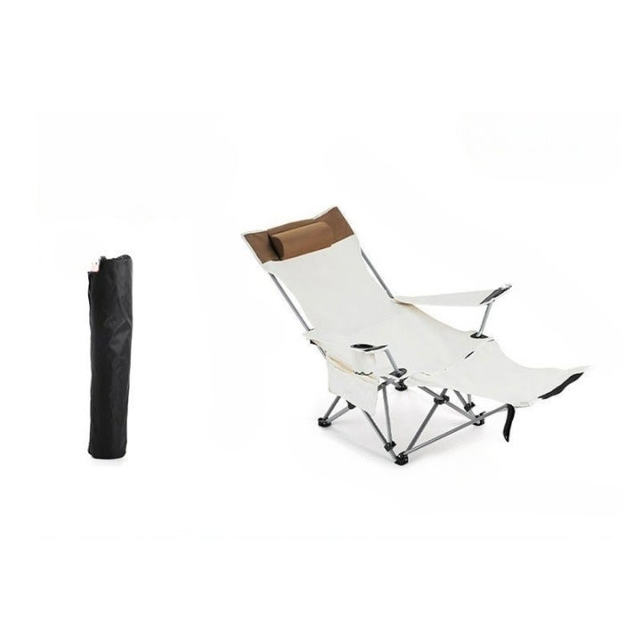 Lekki składany fotel wypoczynkowy, przenośny fotel kempingowy, krzesło plażowe, do wędkowania i wypoczynku w domu, biały, 165*50*90 cm, bardzo długi