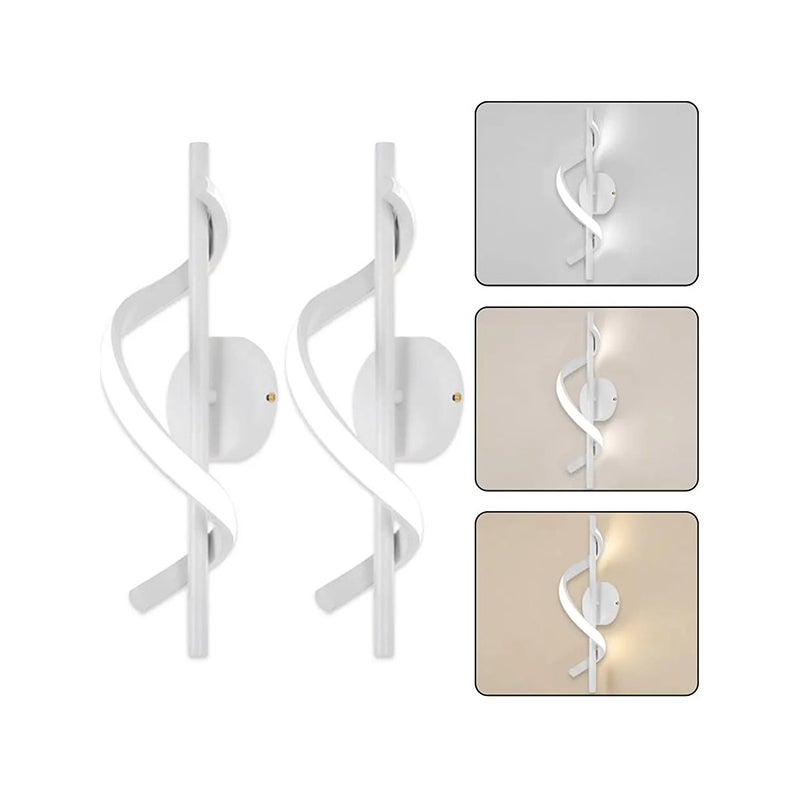 Kinkiet LED 12W - Designerska lampa wewnętrzna do schodów, korytarzy, sypialni - 2700K/4000K/6000K, Niskie zużycie energii - Biały - 2 sztuki