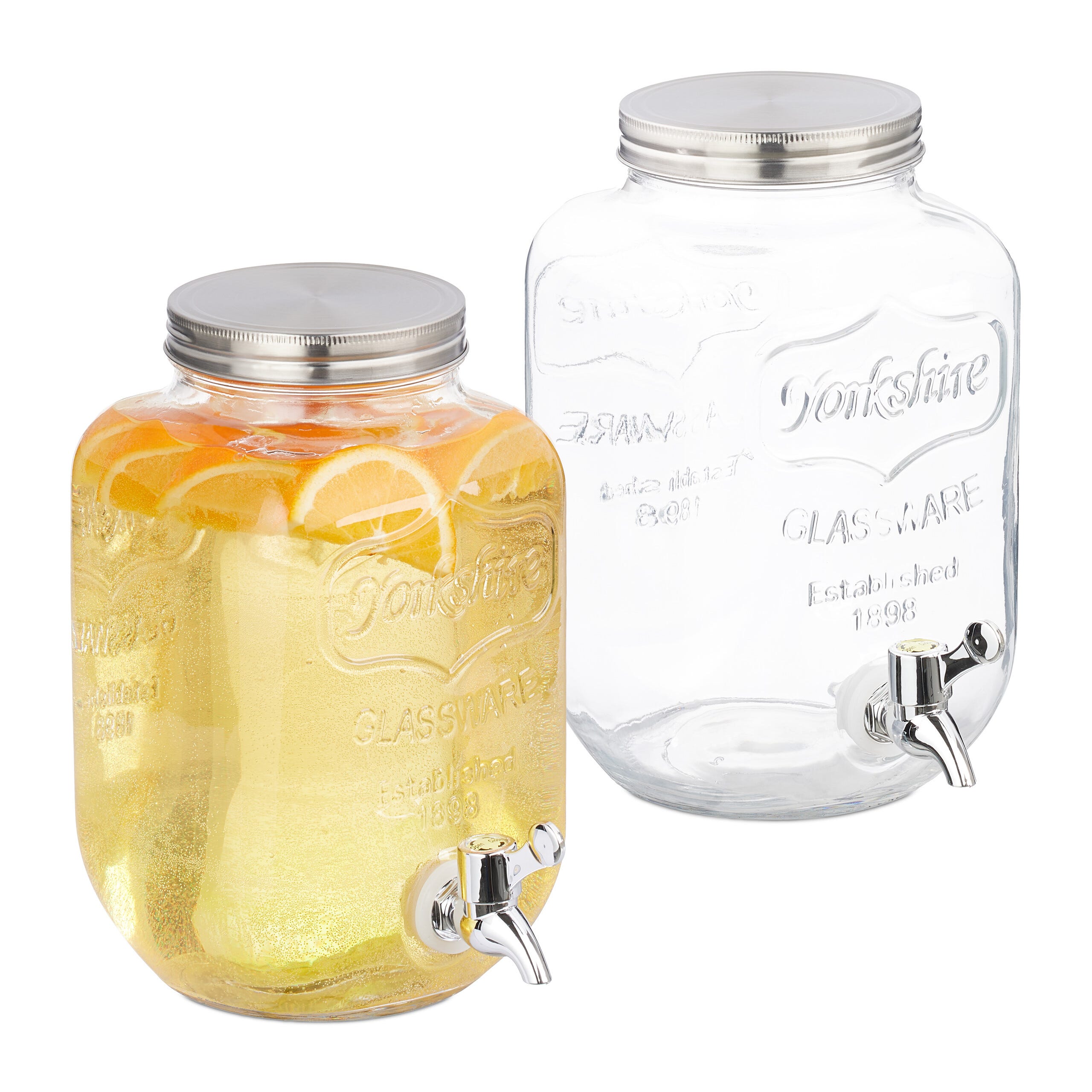 Relaxdays Distributeur De Boisson 8 Litres Avec Support, Robinet Et Couvercle - Vintage Transparent Et Noir