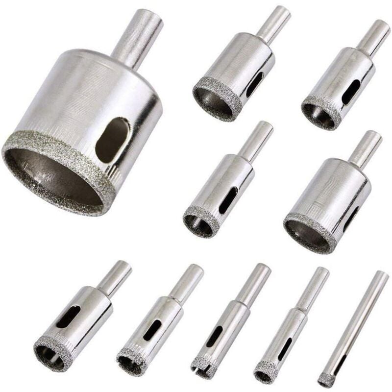 Zestaw 10 wierteł koronowych do płytek i szkła, od 6 mm do 30 mm