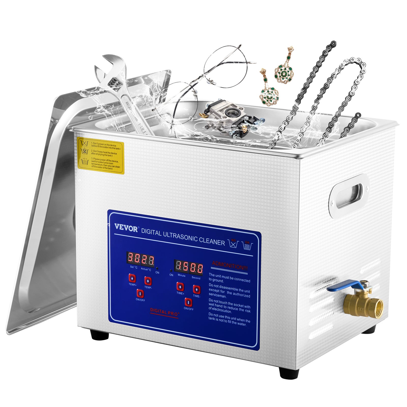250W Chaneau Nettoyeur A Ultrasons VEVOR 10L Pour Bijoux Appareil Nettoyage  Ultrasons Professionnel Nettoyeur Digital Affichage Ultrasonique | Leroy  Merlin