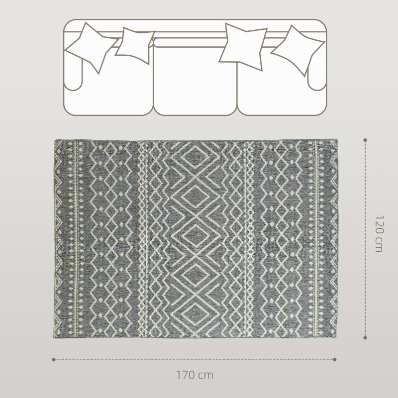 Tapis de cuisine en toile unie, lavable et antidérapant, idéal pour les terrasses, balcons, salons et cuisines. 170 x 120 cm, gris. - 3