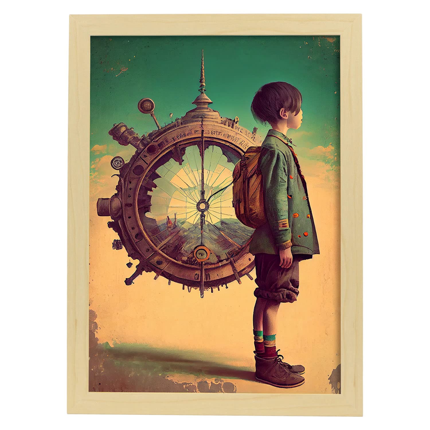 Nacnic poster rueda del tiempo en estilo surrealismo cinematográfico ilustraciones y grabados de historieta abstracta para a3 marcos madera