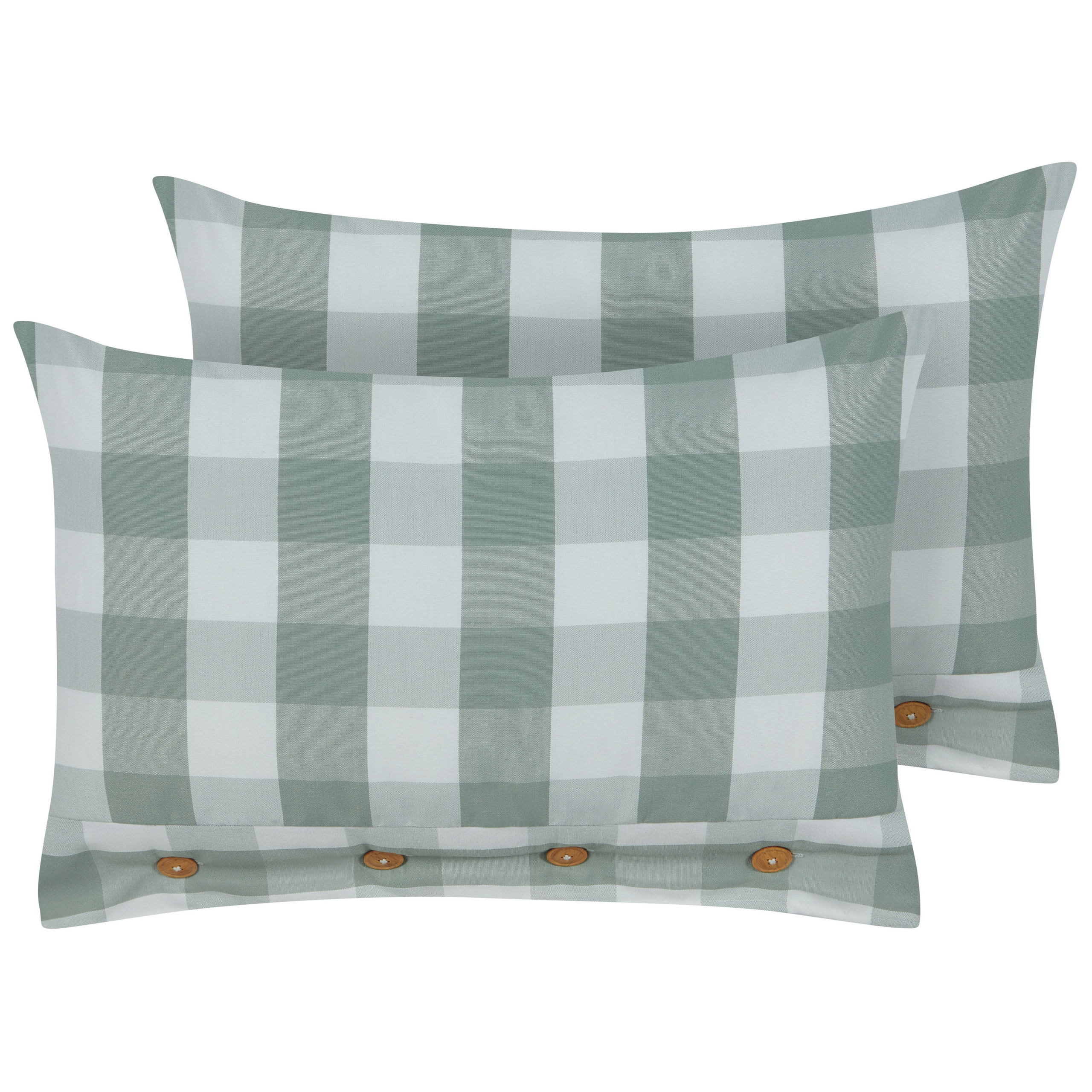 Beliani conjunto de 2 cojines tamnine 40 x 60 cm de cuadros verde menta